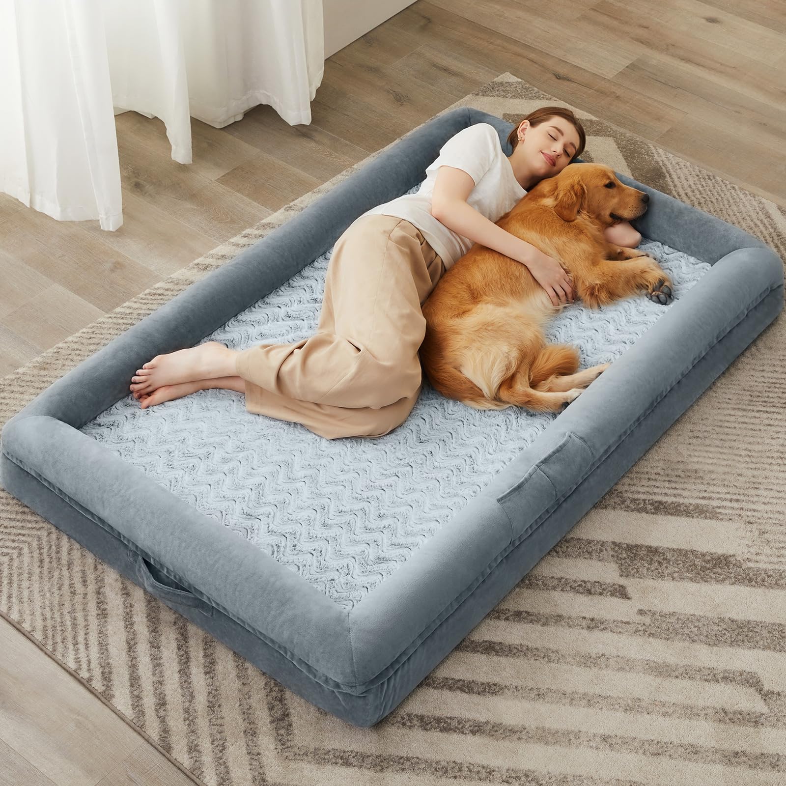 Wnpethome Human Dog Bed - 71' X 46' Orthopedic Dog Sofa With Removable, Waterproof Cover, Extra Large With Bolster Sides
