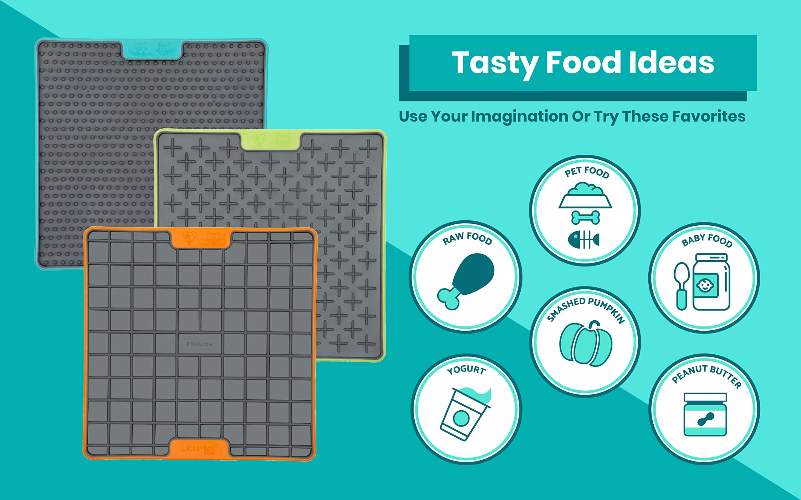 LickiMat Tuff, Heavy-Duty Buddy, Dog Slow Feeder Lick Mat, Boredom Anxiety Reducer; Perfect for Food, Treats, Yogurt, or Peanut