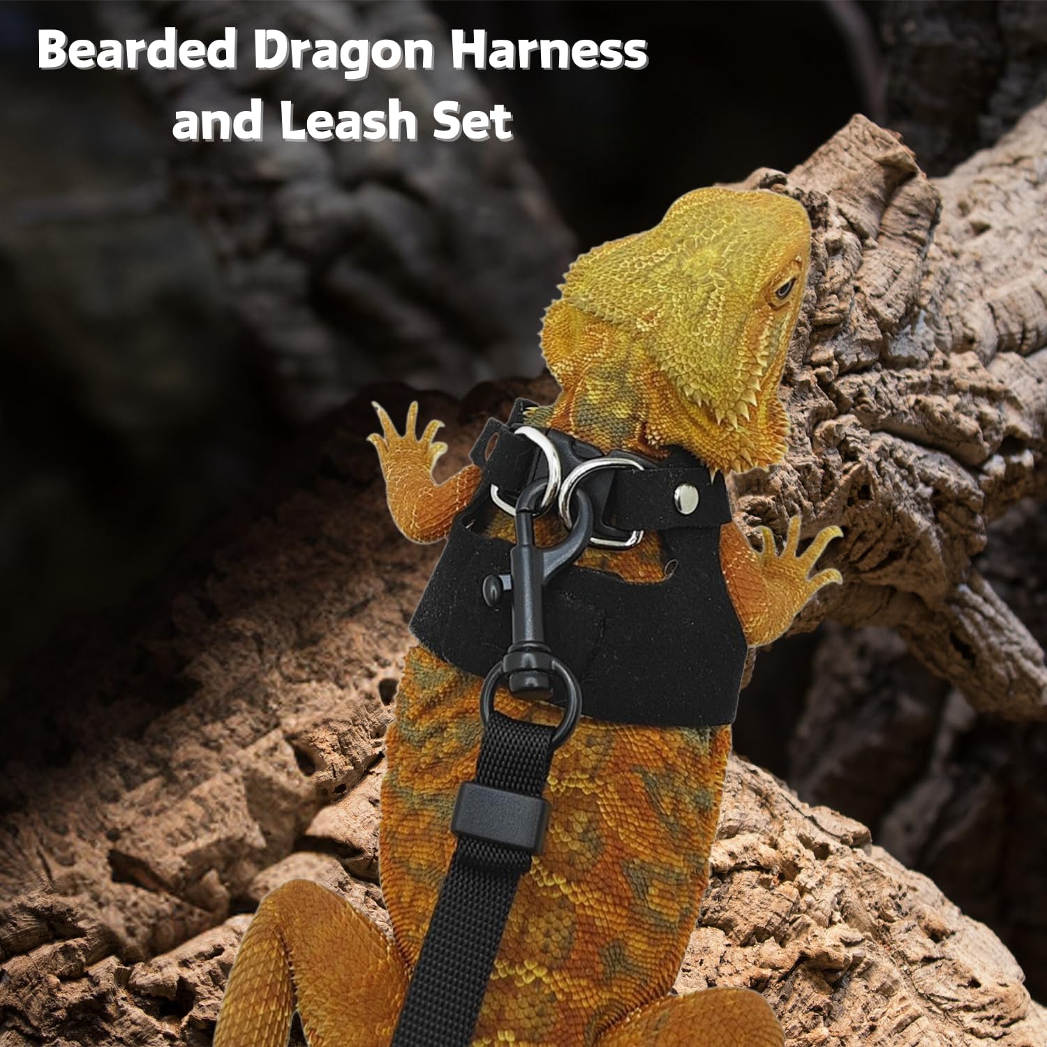 3 Pack Bearded Dragon Harness And Leash Set - Adjustable Soft Leather Lizard Harness Leash Small Animal Traction Rope Training W