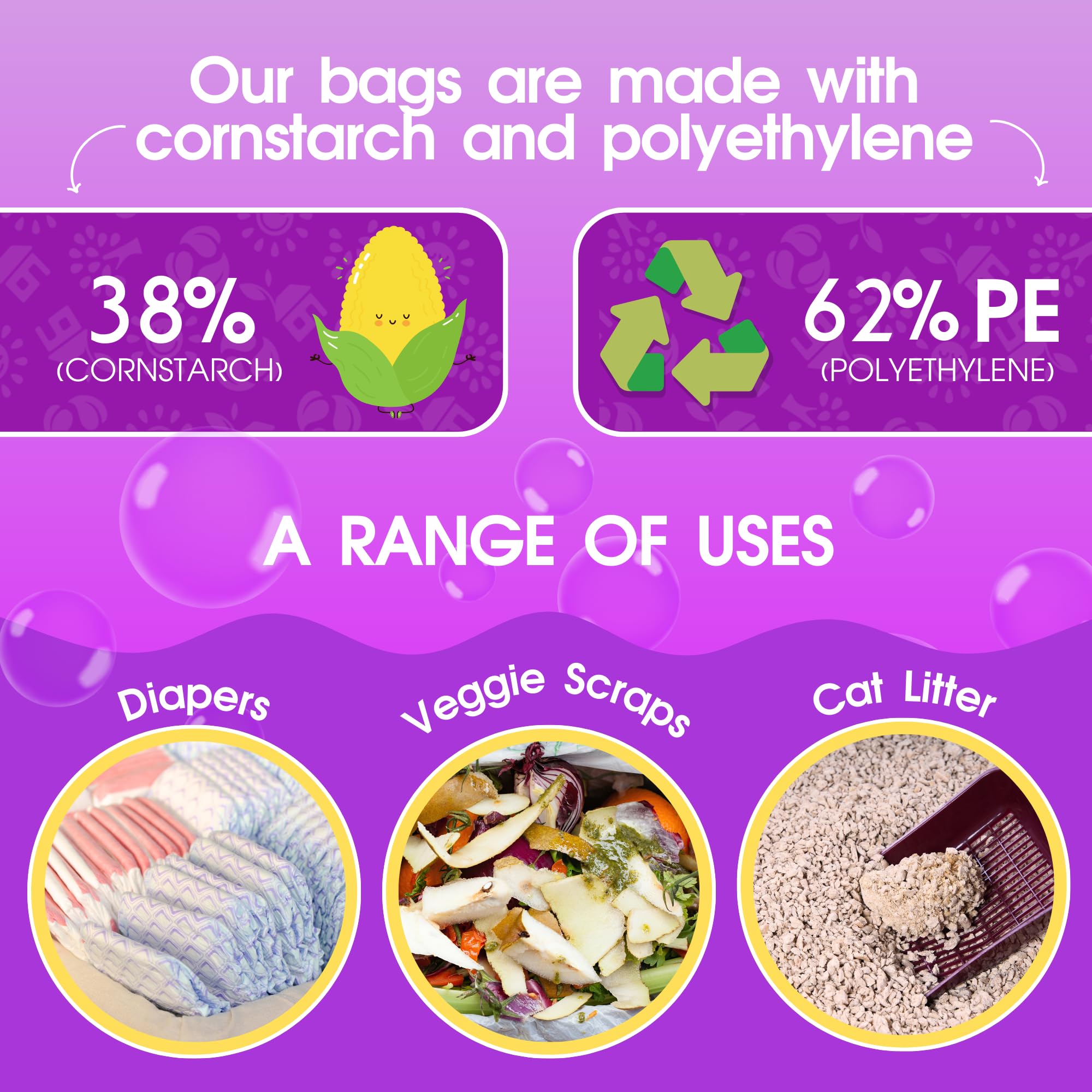 Pet N Pet Dog Poop Bag Scented, Lavender Dog Poop Bags Refills, Dog Bags For Poop With Tie Handles, 200 Counts Dog Waste Bags Usda Certified 38% Biobased Doggie Poop Bags