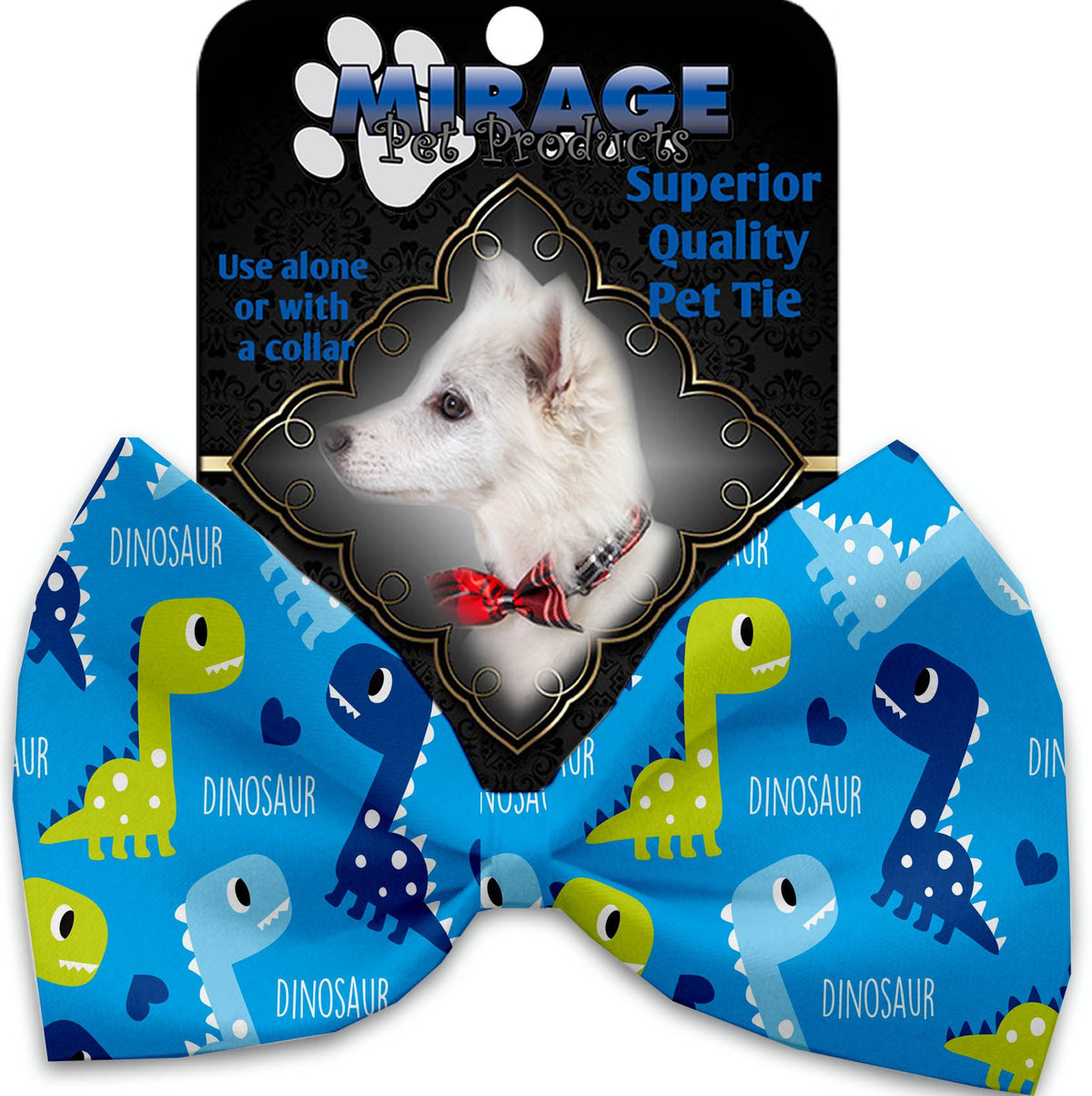 Mirage Blue Dinosaurs Pet Bow Tie