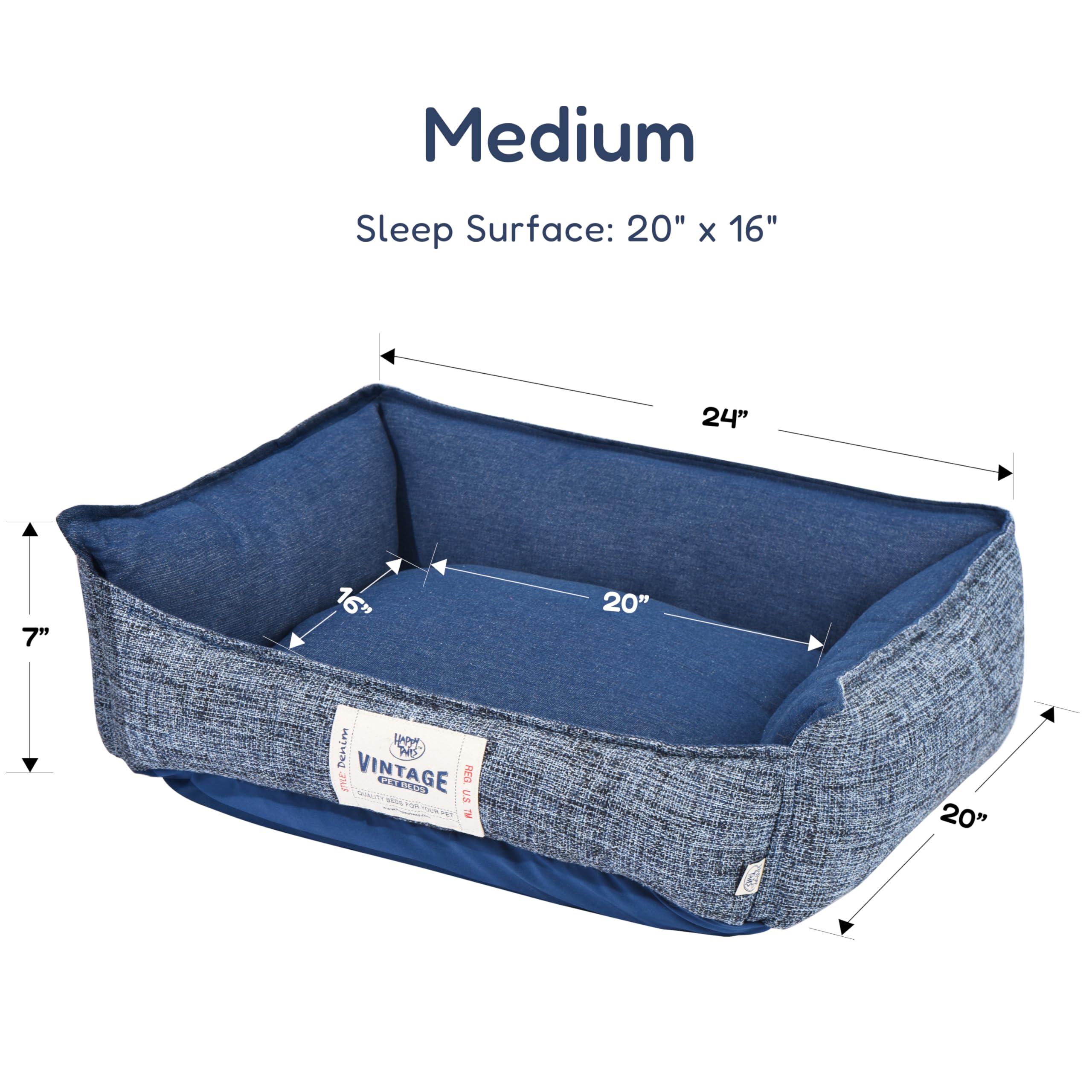Fluffydream Cute Calming Cuddler Dog Bed, Dog Sofa Bed, Up To 30 Lbs, 24'' X 20'', Dark Blue