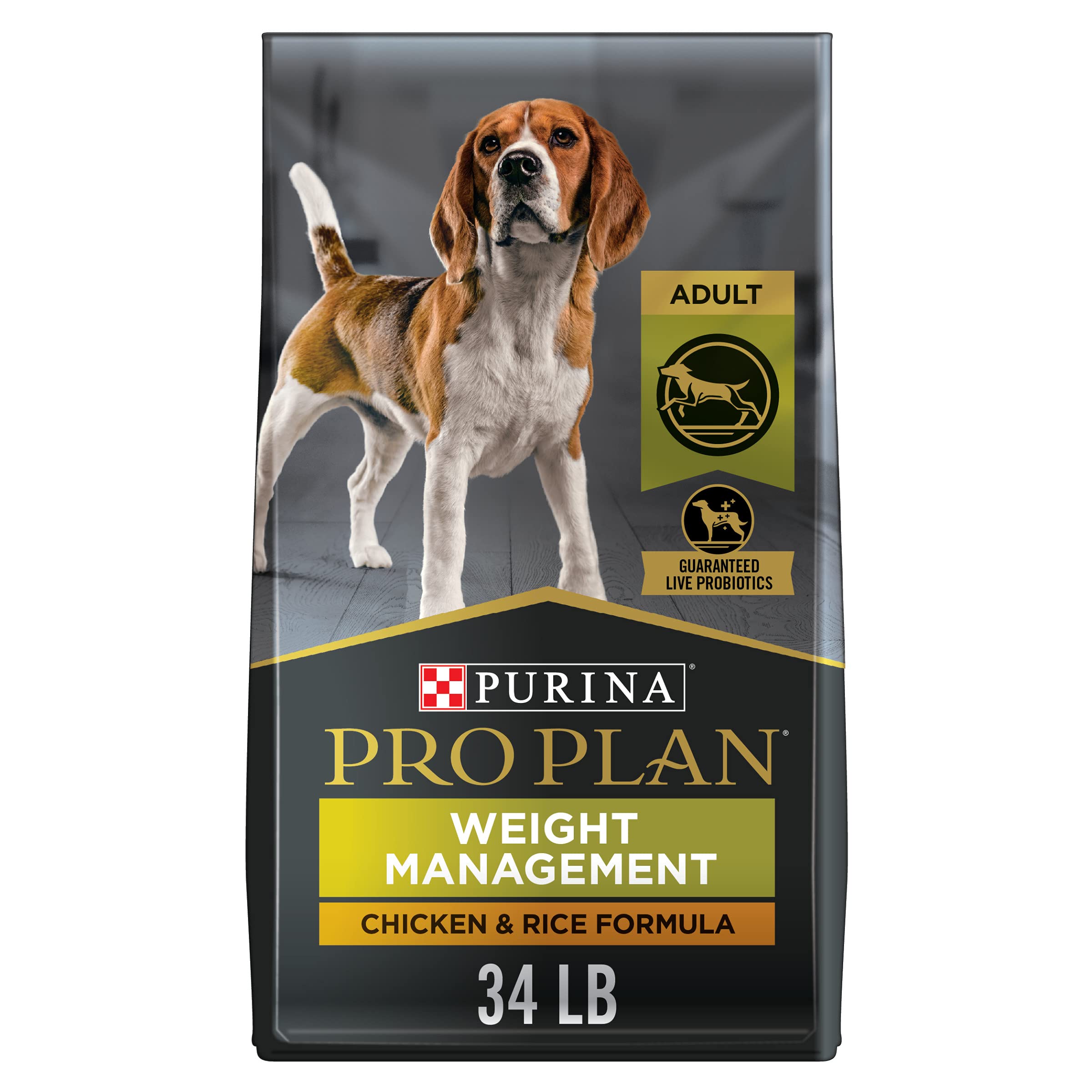 Purina Pro Plan Weight Management Dog Food With Probiotics for Dogs, Chicken & Rice Formula - 34 lb. Bag
