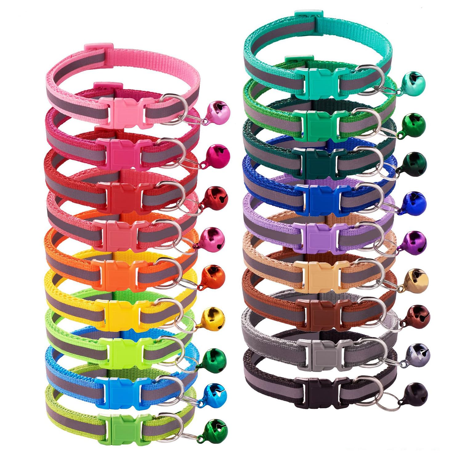 Flymind 18Pcs Puppy Collars, Cat ID Collars with Bell Adjustable 19-32cm, Polka Dot Bow Soft Nylon Adjustable Breakaway Identifi