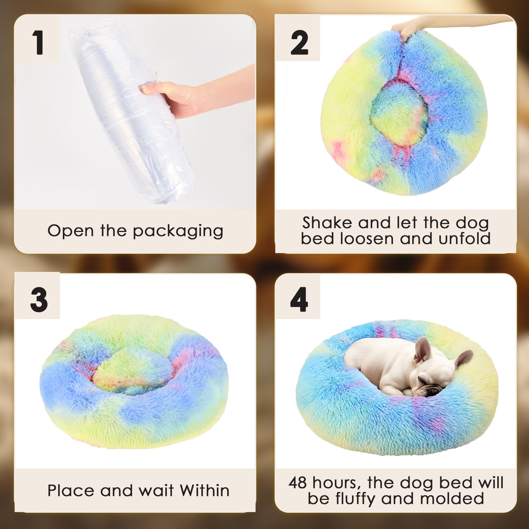 Dog Beds Large Sized Dog and Cats, 32in Pet Beds for Large Pet, Washable Indestructible Extra Large Dog Bed (Rainbow)