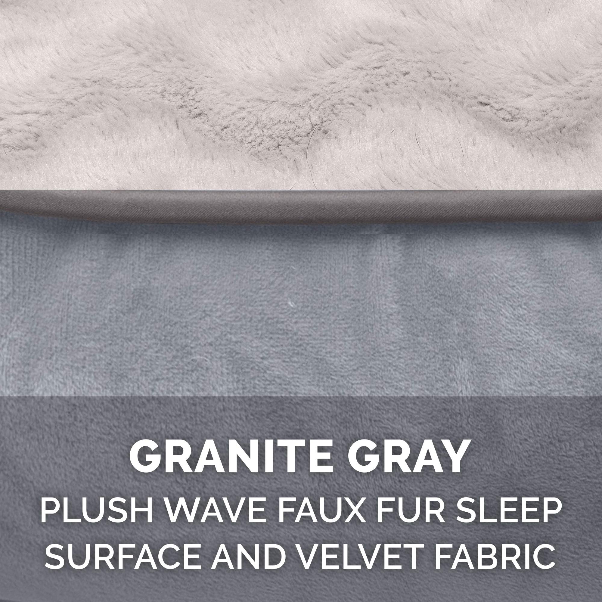 Furhaven Replacement Dog Bed Cover Perfect Comfort Plush & Velvet Waves Sofa-Style, Machine Washable - Granite Gray, Medium