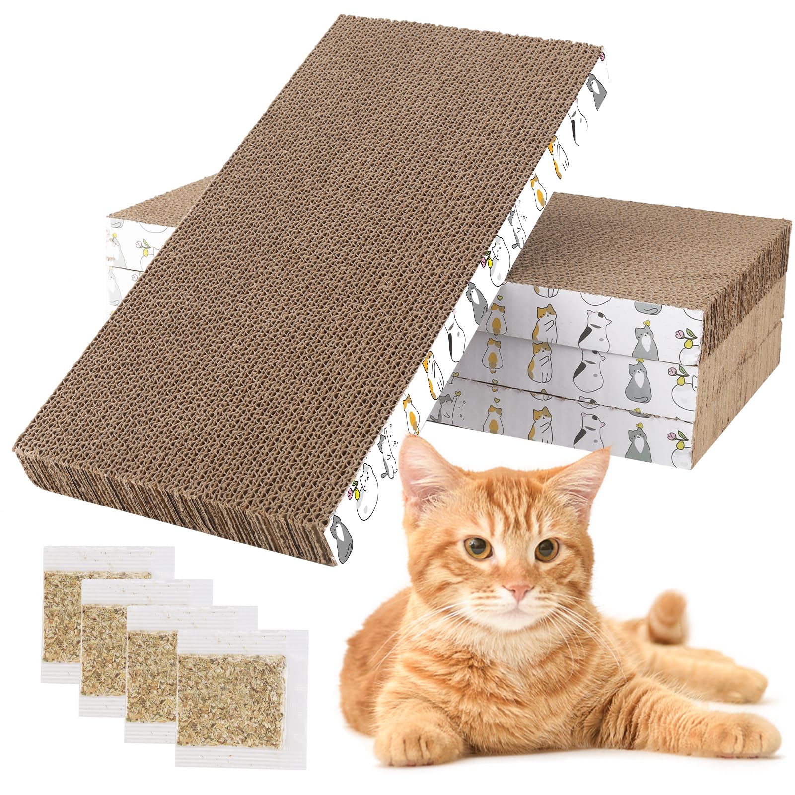 Patiencet Cat Scratcher 4 Pcs Cat Scratch Pad Reversible Scratcher Scratching Texture Design Durable Scraper