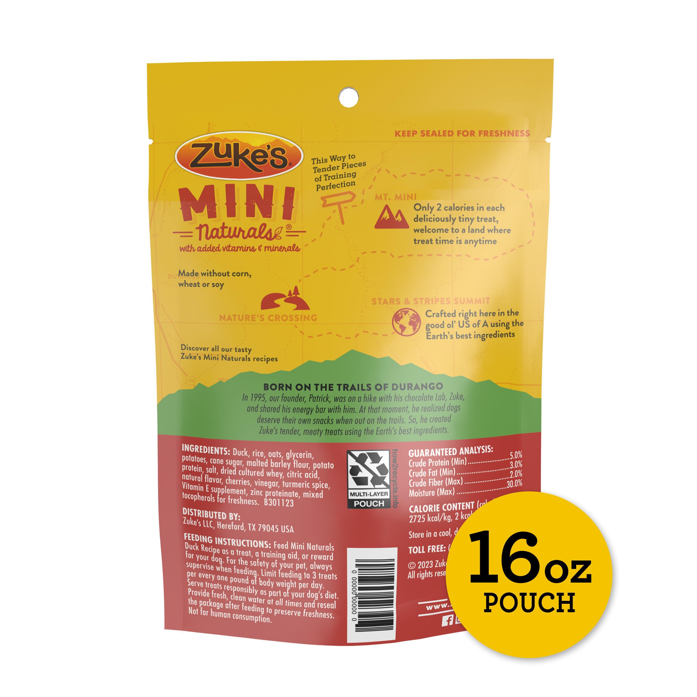 Zukes Mini Naturals Dog Training Treats for Dogs of All Sizes, Pet Treats made with Real Duck,16 oz. Resealable Pouch - 16 oz. B