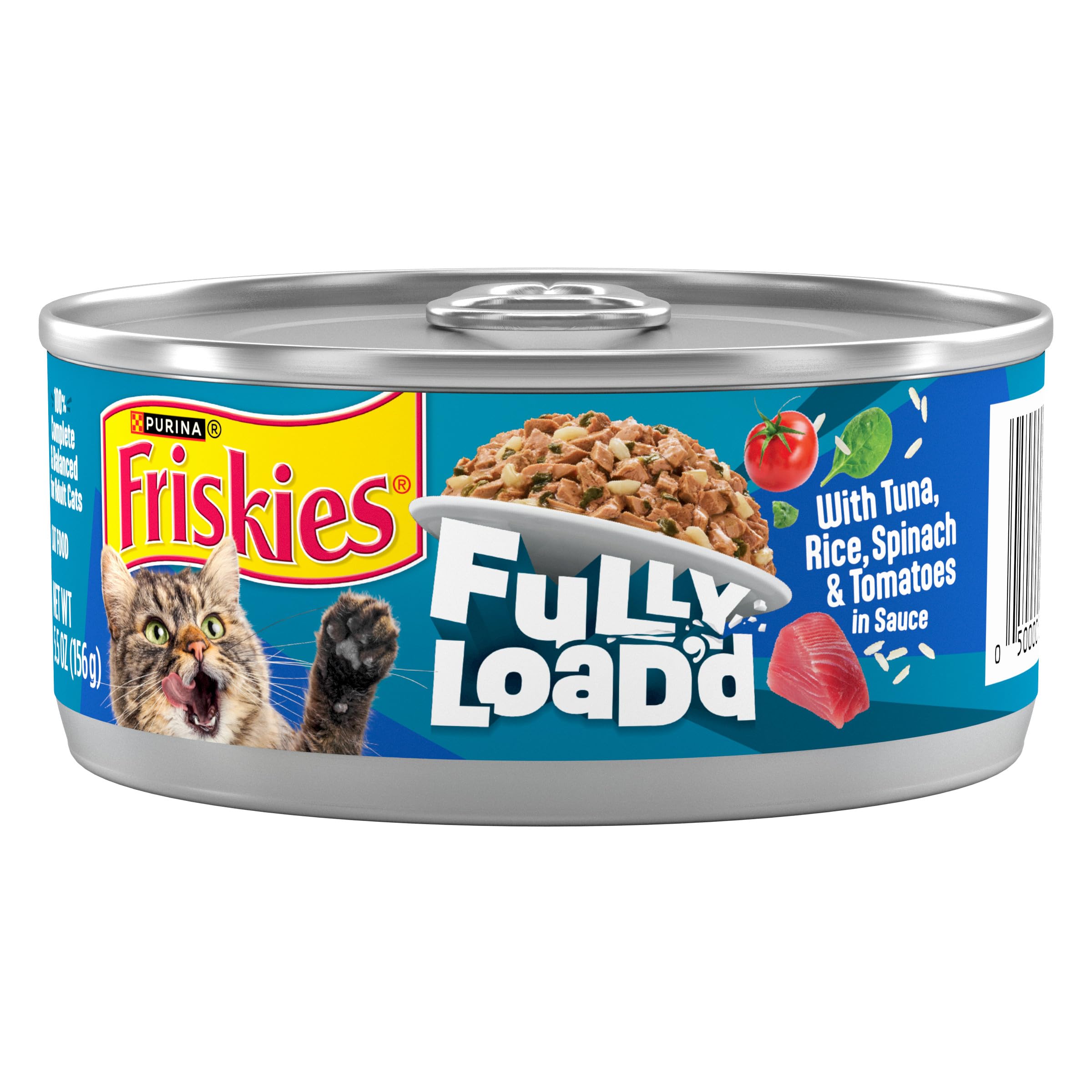 Purina Friskies Fully Loadd Wet Food for Cats with Tuna, Rice, Spinach and Tomatoes in Sauce - 5.5 Ounce (Pack of 24)