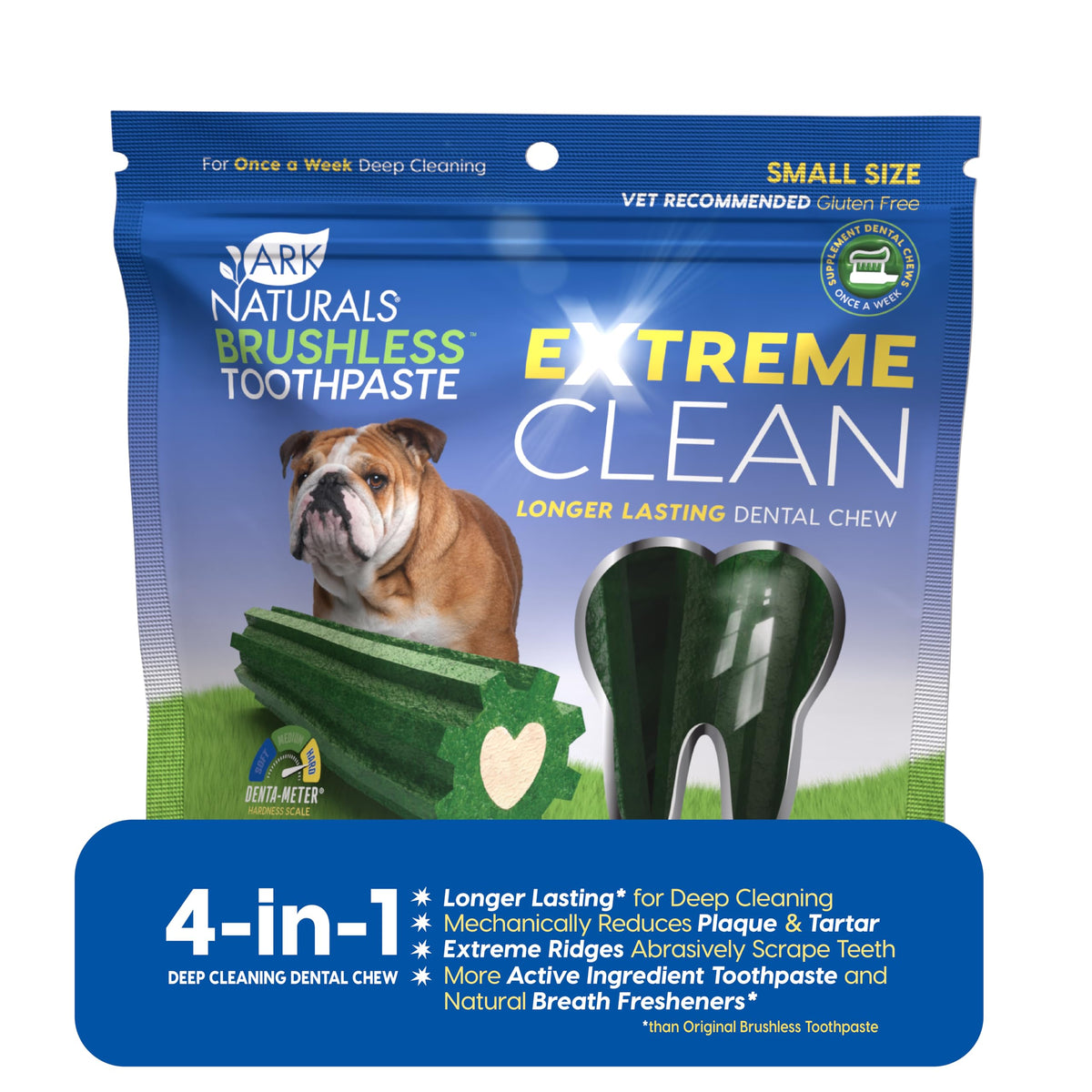 Ark Naturals Extreme Clean Brushless Toothpaste For Small Breeds, 12 Oz Bag, Long-Lasting Dog Dental Chew With Toothpaste Center