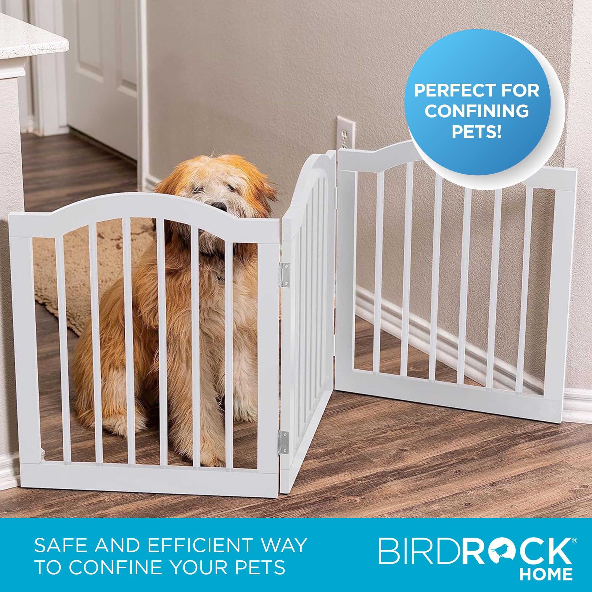 Internet'S Best Arched Top Dog Gate | 3 Panel, 24' H Wooden Pet Barrier For Dogs Or Cats | Freestanding Folding Room Divider For Doorways, Hallways, Stairs, And Porch | Portable, Extra Wide | White