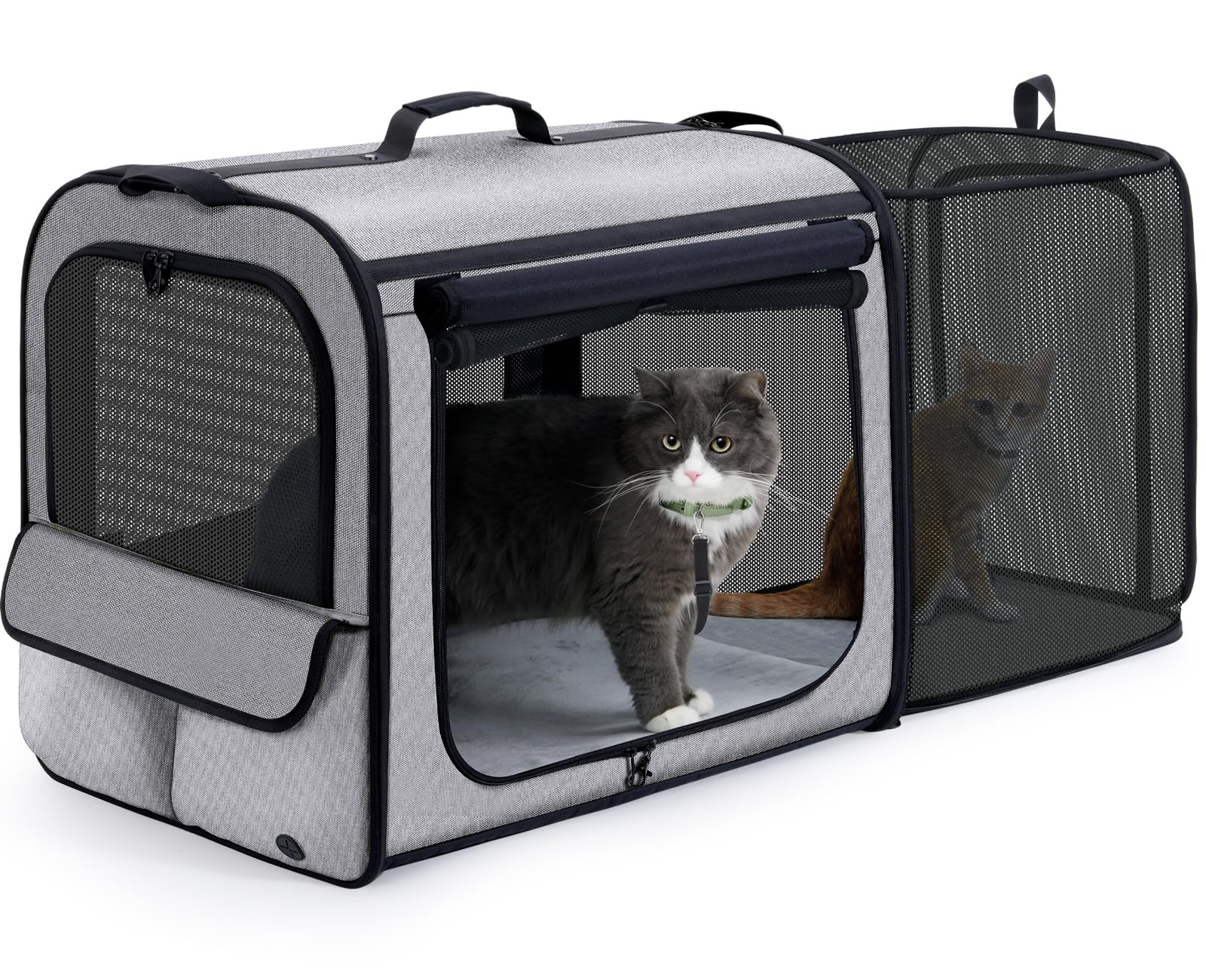 Pecute Dog Car Carrier Stable and Light Weight, Expandable Extra Space Dog Carrier for Cars, Breathable Dog Car Crate, Foldable 