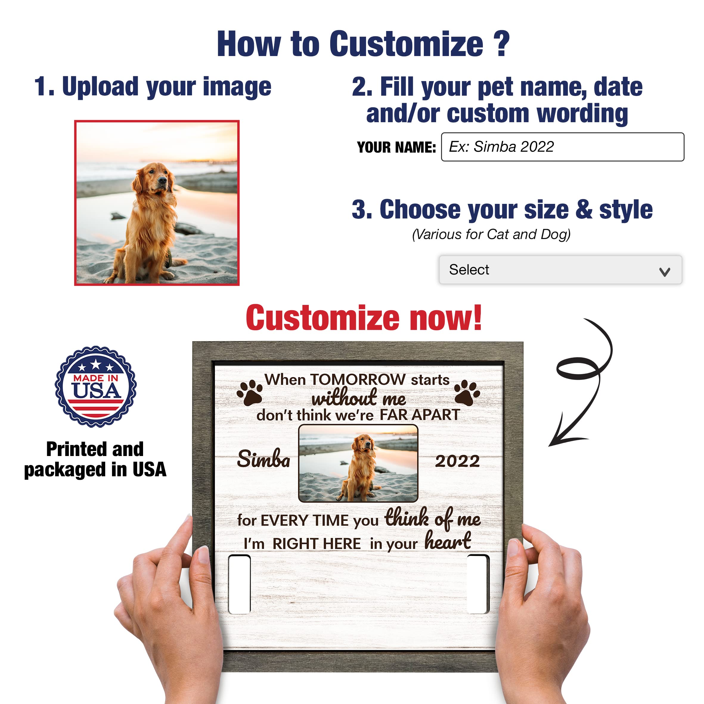 Bfigift Customized Dog Collar Frame Memorial Pet Loss Sign For Dogs Lovers Gifts Pet Wood Memorial For Tabletops Someone Who Los