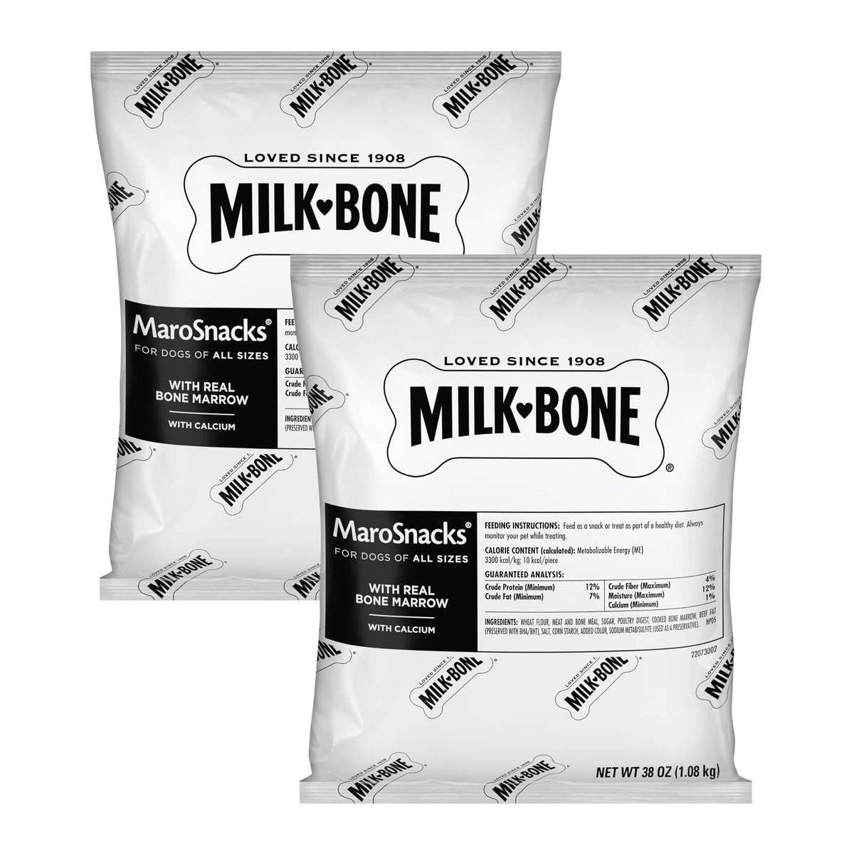 Milk-Bone Marosnacks Dog Treats, 38 Ounce Refill Packs (Pack Of 2) With Real Bone Marrow And Calcium