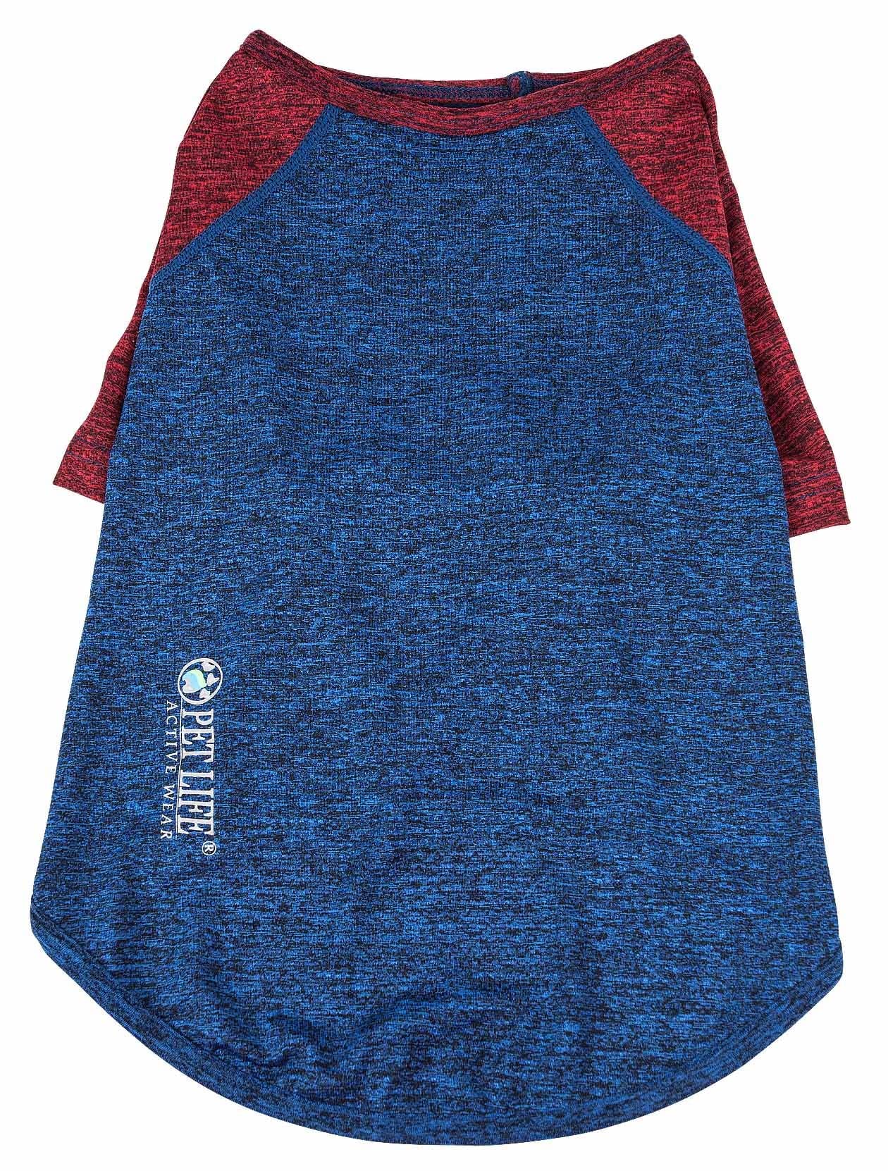 Pet Life Active Hybreed 4-Way Stretch Two-Toned Performance Dog T-Shirt, Large, Blue