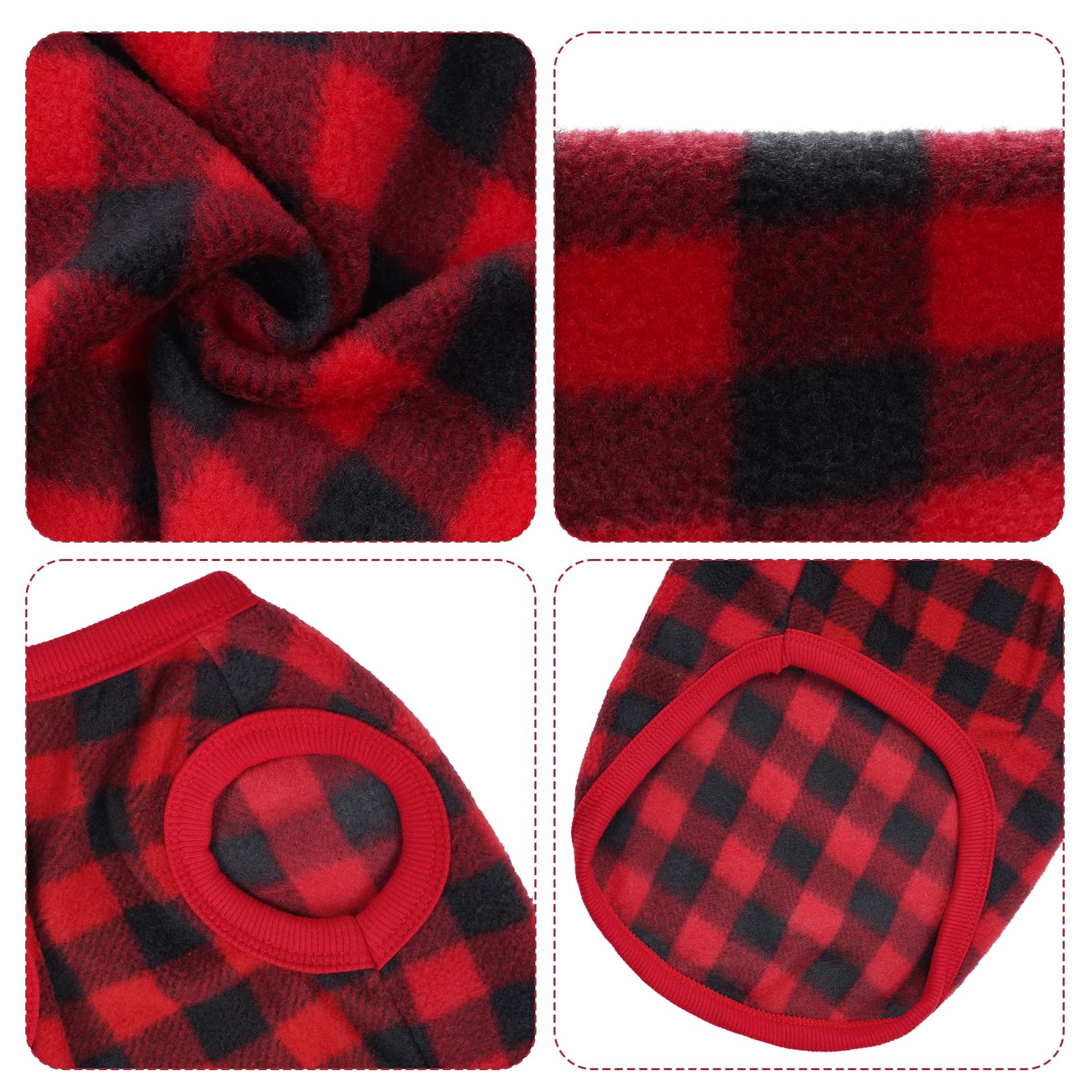 Topbuti Dog Fleece Sweater Christmas Buffalo Plaid Pet Clothing Warm Soft Winter Clothes Pullover Jumper For Small Dogs Cats Pup