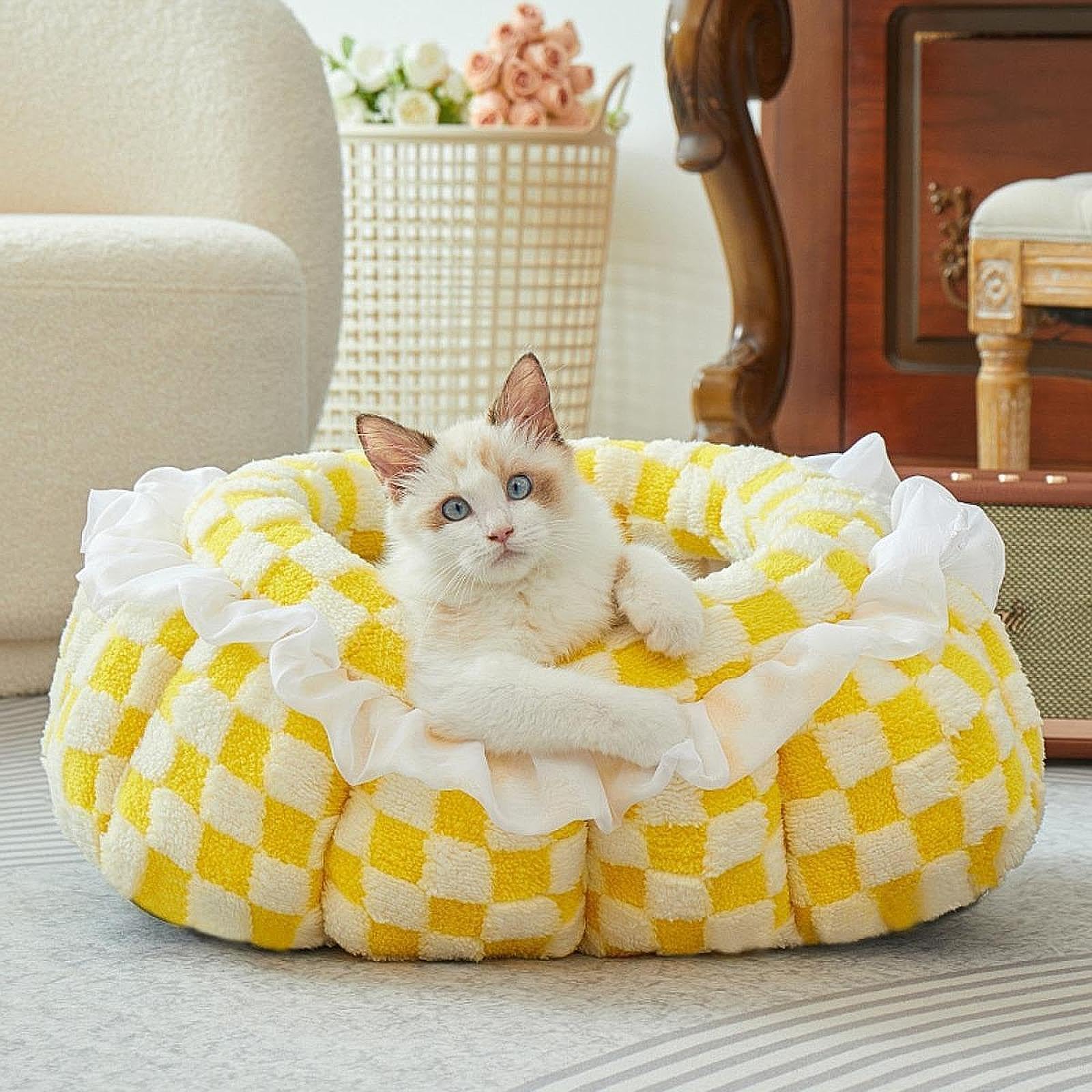 APIRILY Cute Cats Sleeping Bed Sleeping Puppy Bed Cat Nest for Puppy Small Dogs Cats M | Pet Supplies | Cat Supplies | Beds
