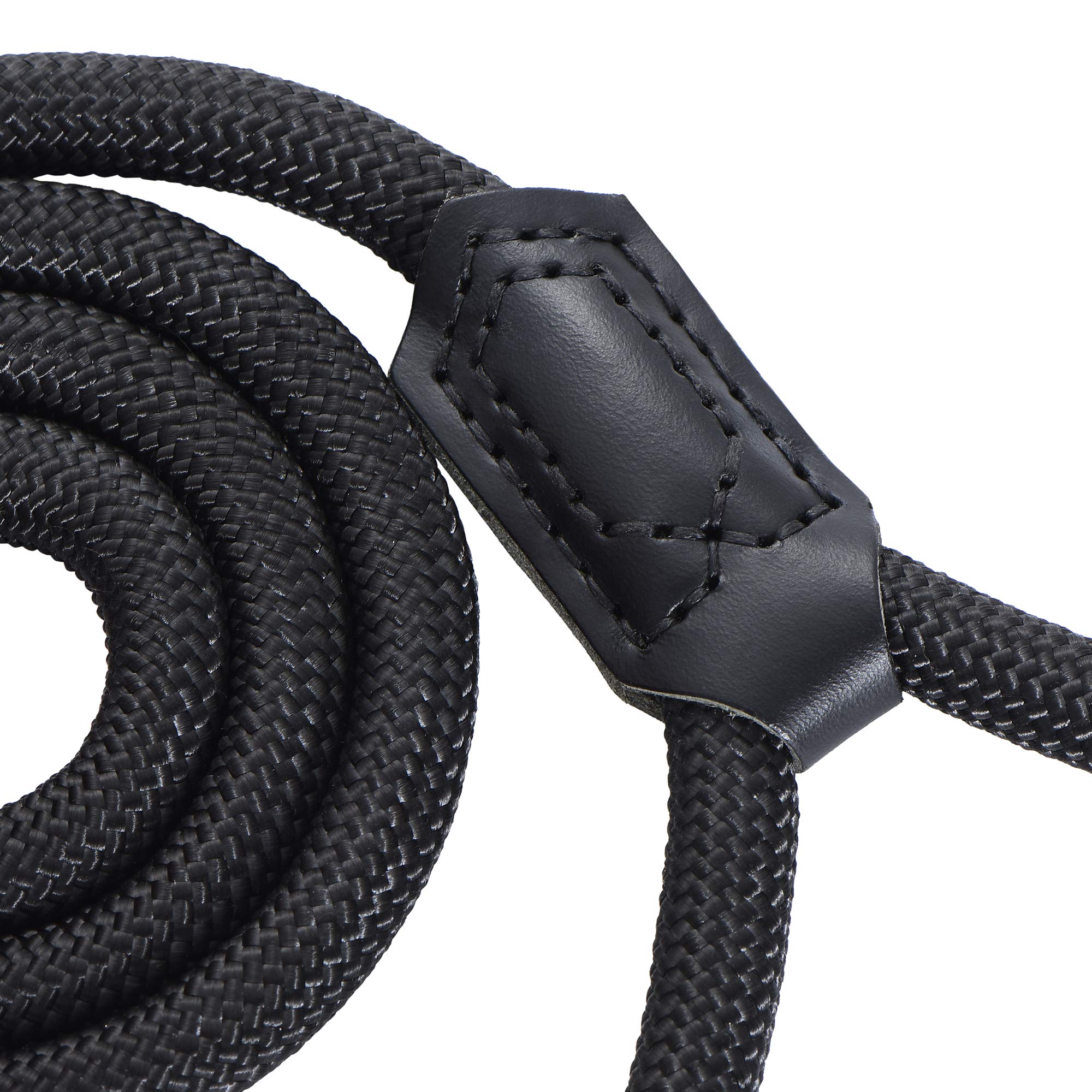 Mile High Life | Premium Leather Dog Leash | Strong Rope Leash | Leather Handle | Zinc Alloy Strong Clasp | Small Medium Large Dogs | 4/5/6 Feet(Black, 72 Inch (Pack Of 1))