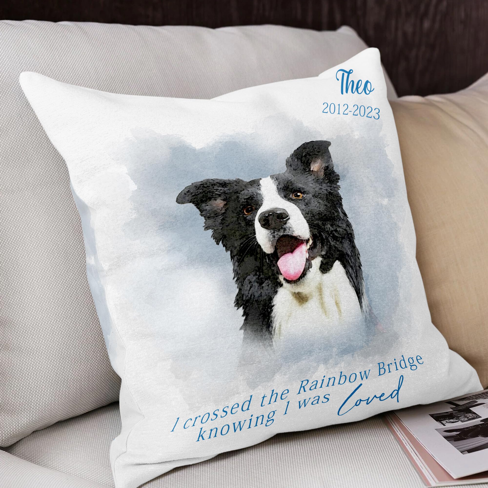 Funny Diy Personalized Pet Watercolor Portrait Throw Pillows With Pictures, Custom Dog Memorial Gifts For Loss Of Dogs, Dog Cat