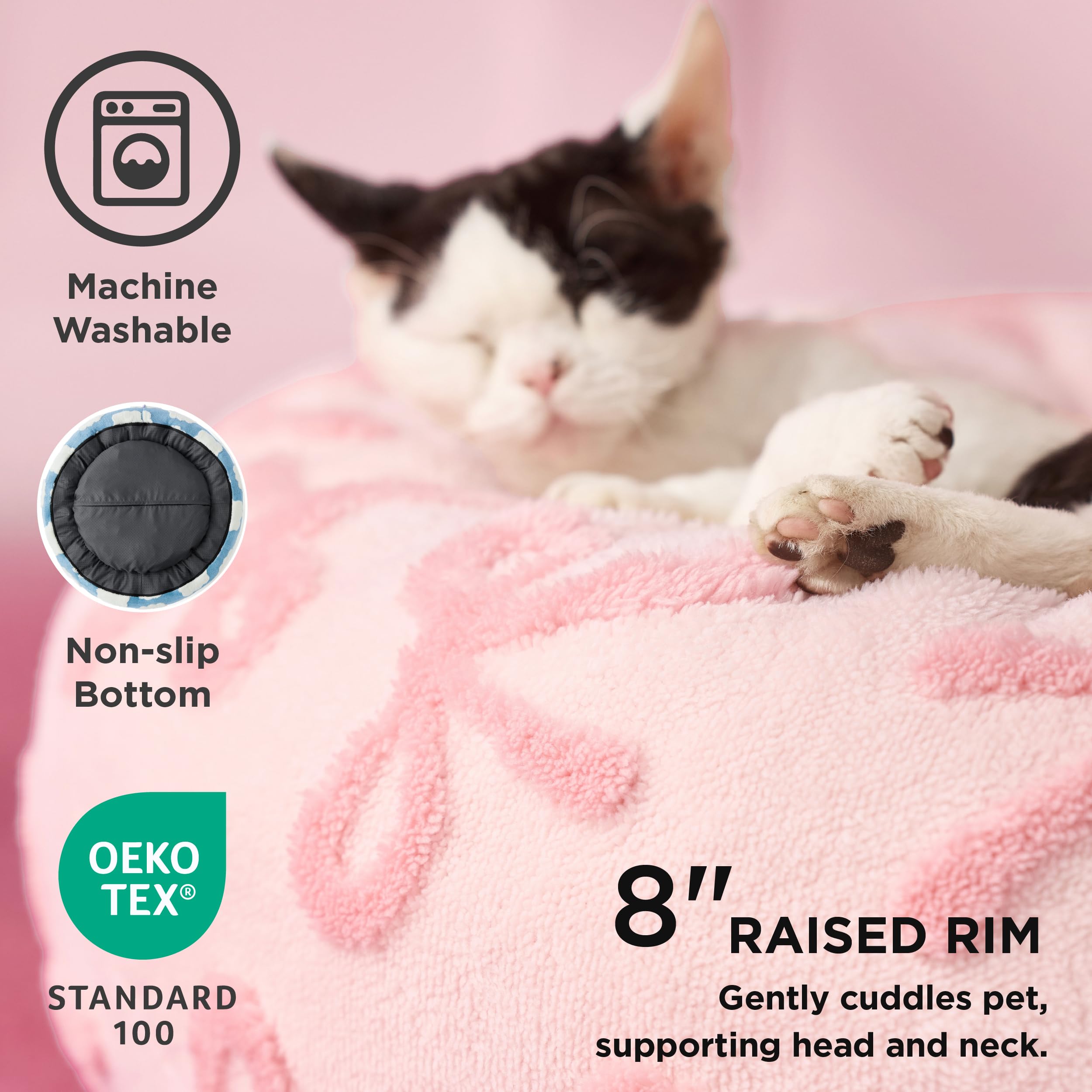 Lesure Donut Large Dog Bed - Round Cat Beds For Indoor Anti-Anxiety Calming Pet Beds, Washable Cute Modern Beds With Teddy Sherp