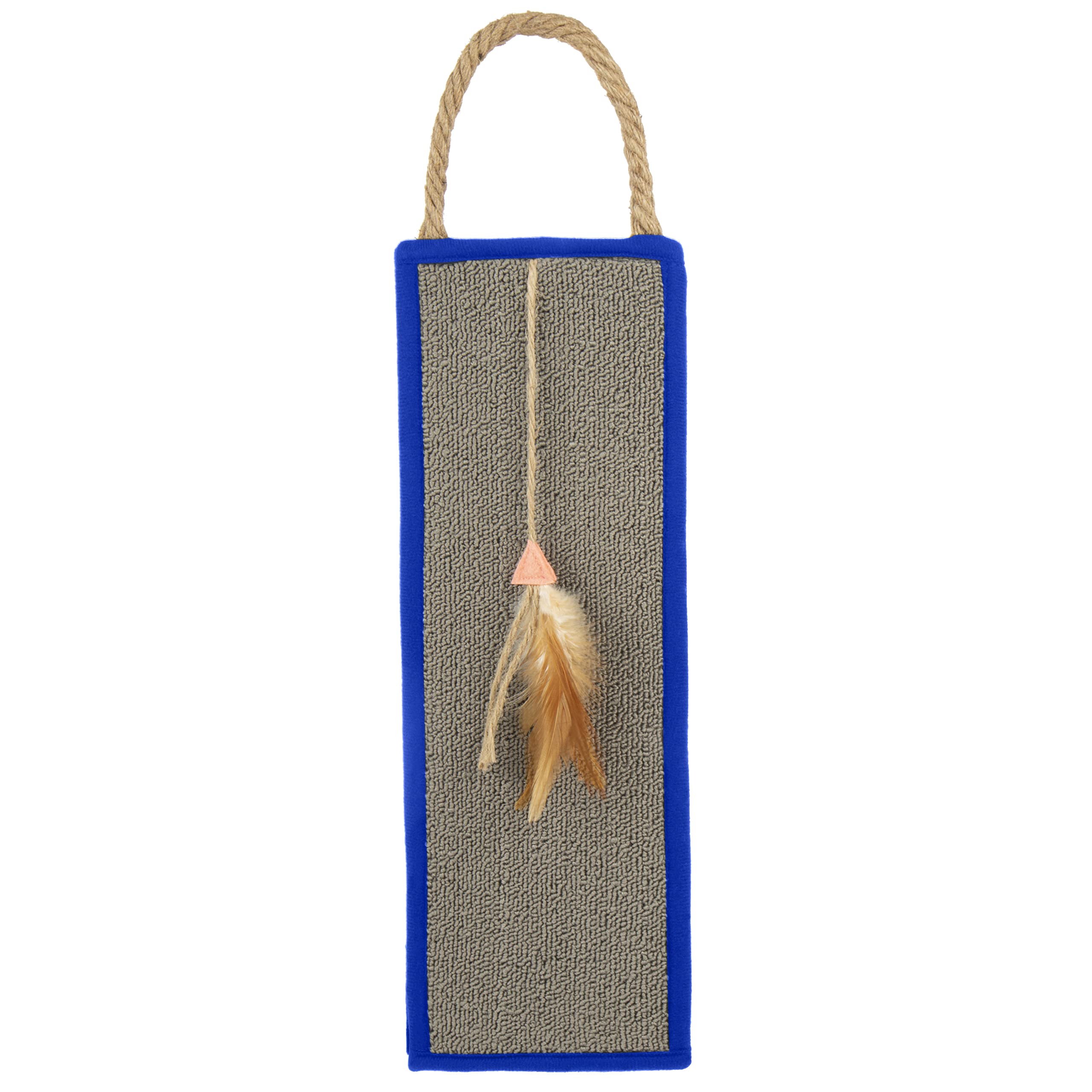 SmartyKat Carpet & Burlap Cat Scratch Mat - One Size, Brown/Gray with Blue Trim, Model 9412, Sisal Material