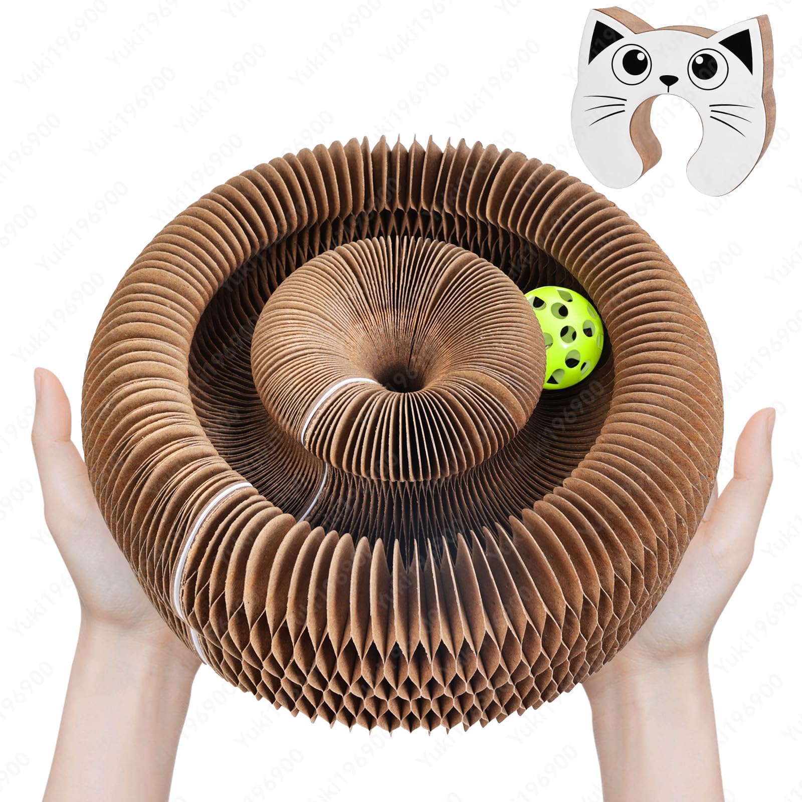 Zauley Kitty Kurlz Cat Toy Scratch Board,Accordion With Ball, Kitty Kurlz Magic Organ Cat Scratch Board,Foldable Design,Boosts C