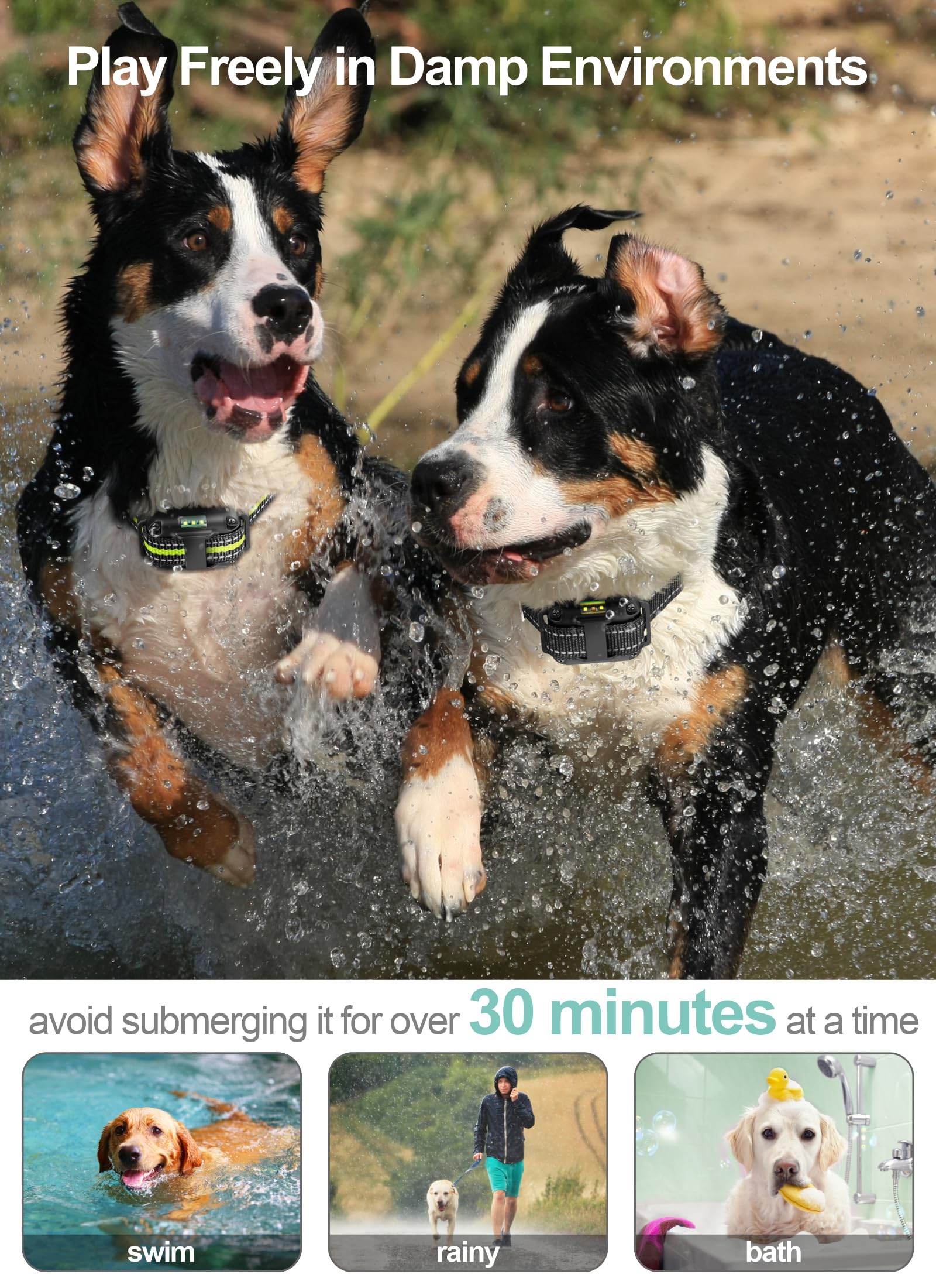 FunniPets Dog Shock Collar 3 Pack - Waterproof E Collar with Remote, Shock, Vibration, Beep Modes for Small, Medium, Large Dogs - Black