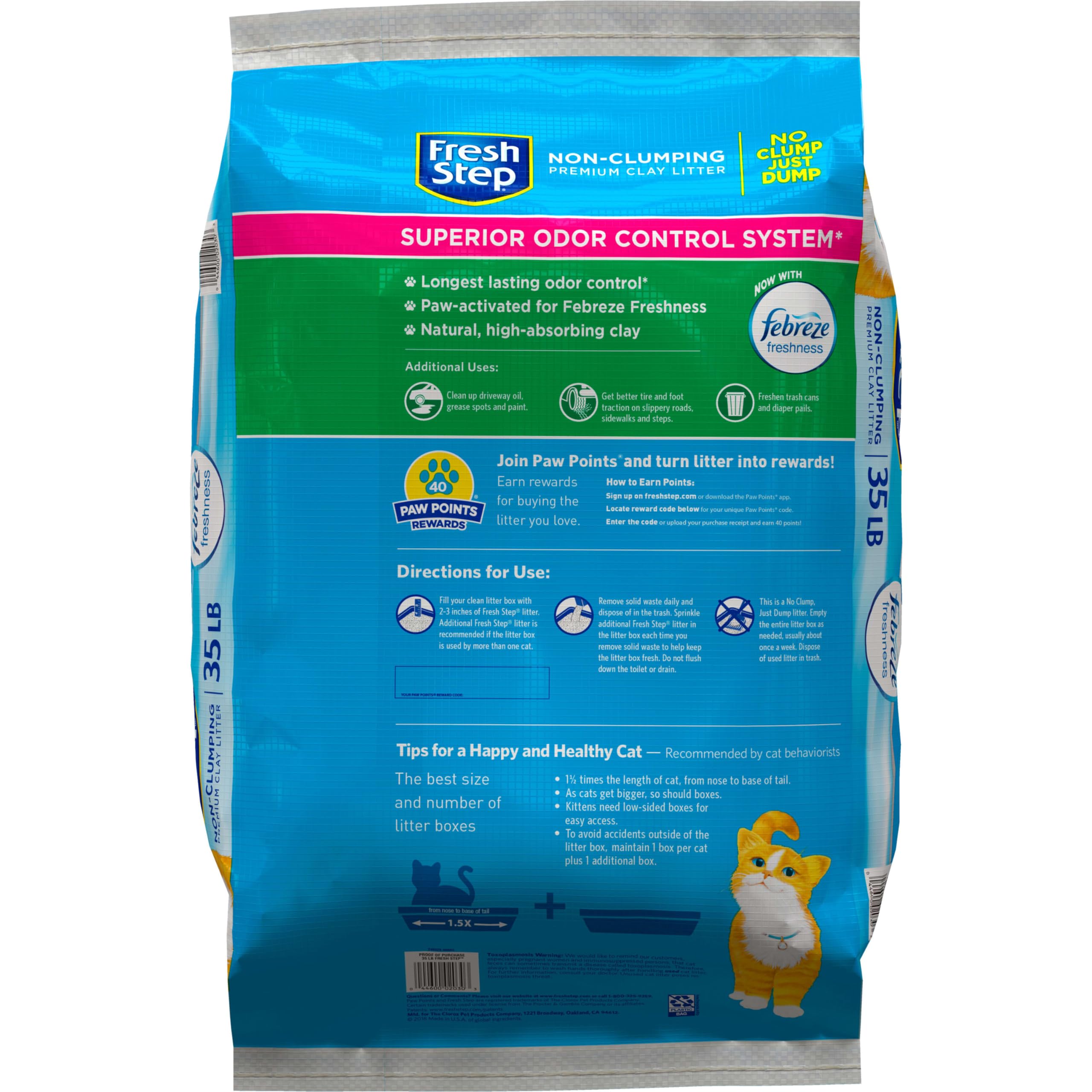 Fresh Step Non Clumping Cat Litter With Febreze Freshness, With 7-Day Odor Control, 35 Lb. Bag