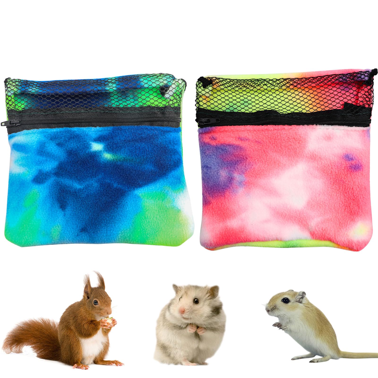 2 Packs Pet Bonding Pouch, Colorful Small Animal Carrier With Breathable Mesh Window, Pet Travel Carrier Accessories For Gerbils
