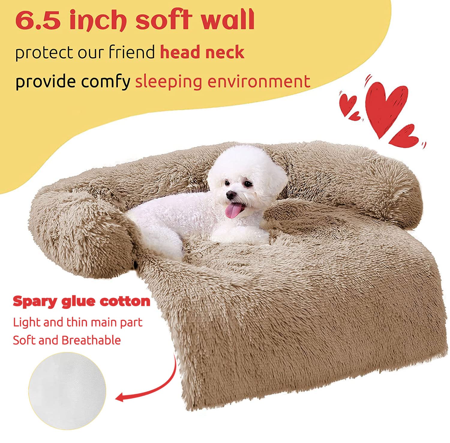 HACHIKITTY Calming Pet Sofa Bed Mat, Washable Plush Couch Cover, Furniture Protector Mat for Dogs and Cats, Fluffy Dog Couch Bed