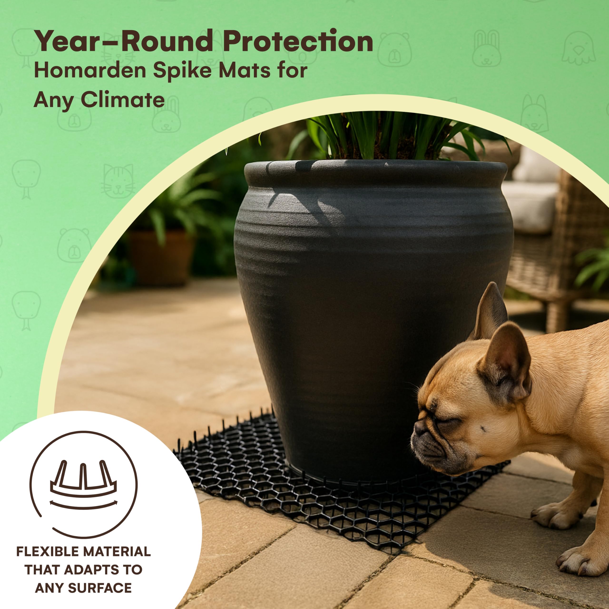 Homarden Cat Repellent Mat - Indoor/Outdoor Scat Mat to Keep Cats Away from Plants, Furniture & Garden - Black Mat with Spikes f