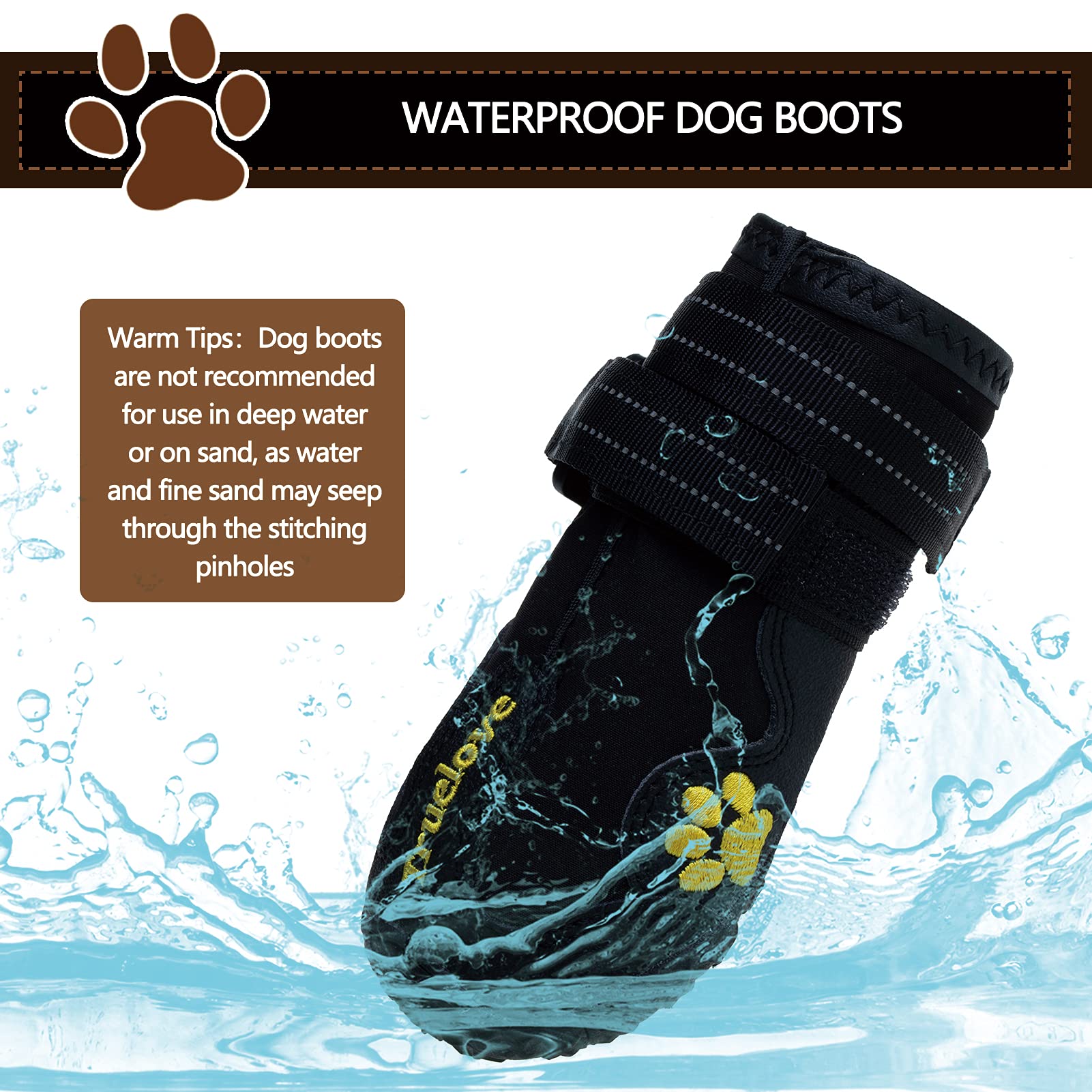 Expawlorer Dog Shoes For Medium Dogs,Dog Boots & Paw Protectors For Winter With Anti-Slip Rugged Sole,Waterproof Dog Booties For Outdoor Snow Rain Days,Dog Shoes For Hot Pavement,Hiking Walking(Black)