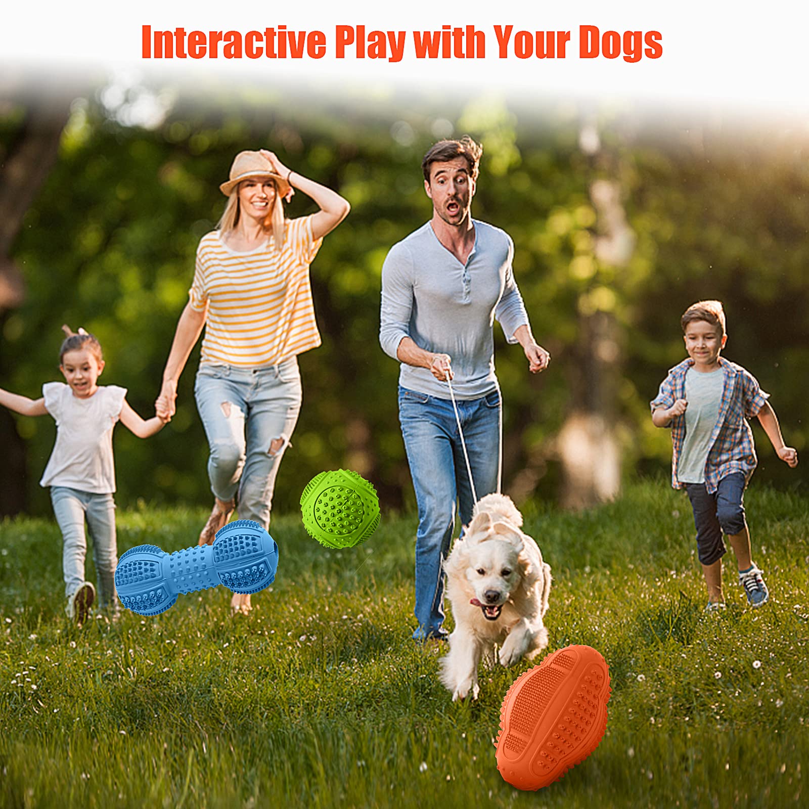 Lukito Dog Chew Toys 3 Pack For Aggressive Chewers, Multifunctional Teeth Cleaning And Gum Massage, Tough Toys With Natural Rubber For Large And Medium Dog