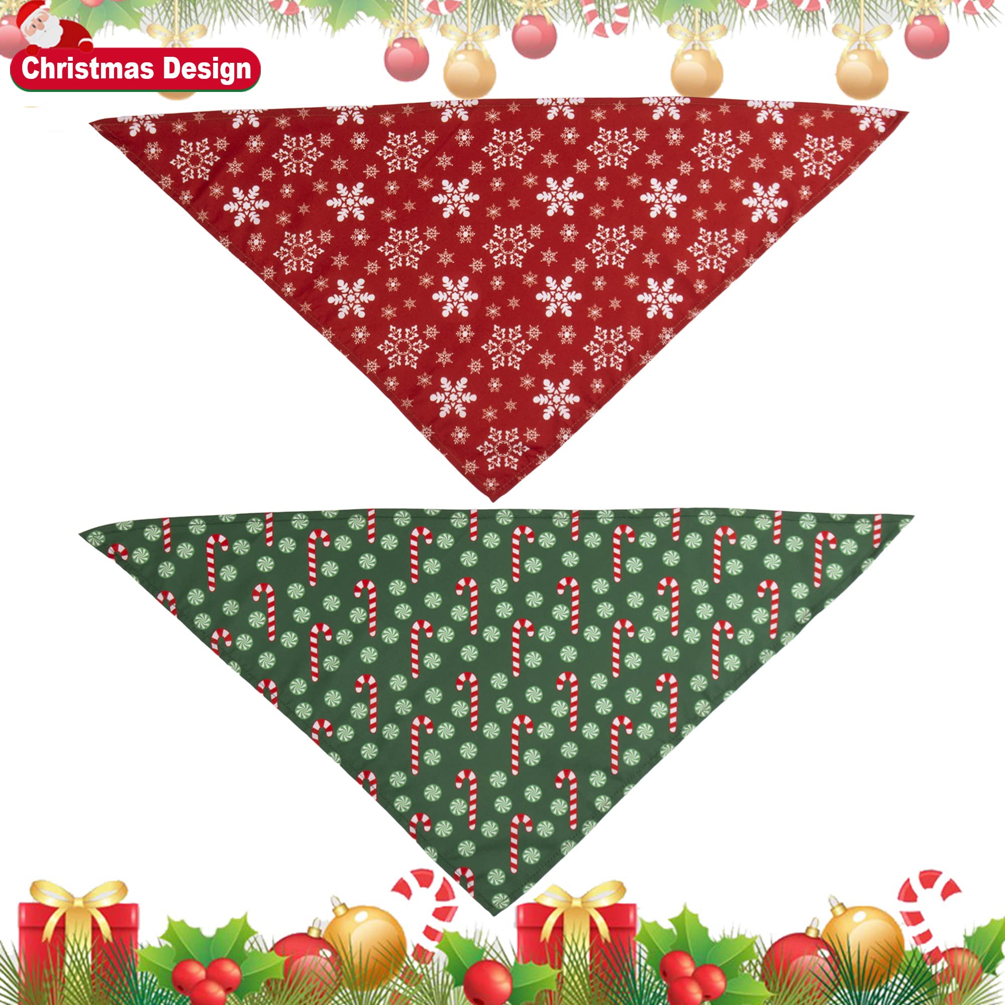 ADOGGYGO 4 Pack Dog Bandana Christmas Scarf Bibs Kerchief Set Pet Christmas Costume Xmas Holiday Bandanas for Medium Large Dogs