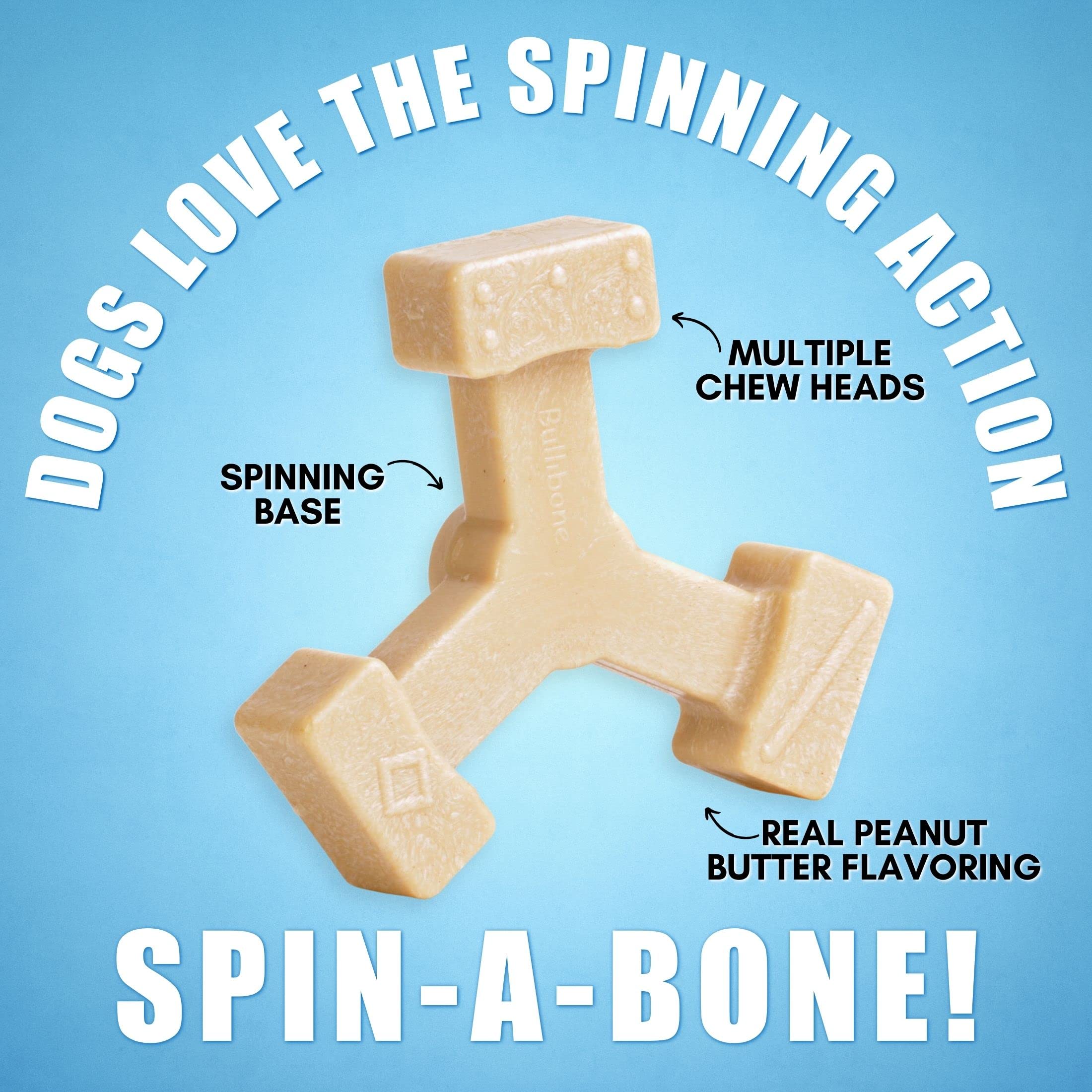Bullibone Nylon Dog Chew Toy Spin-A-Bone - Interactive Dog Toy, Triggers Natural Instincts, And Improves Oral Health