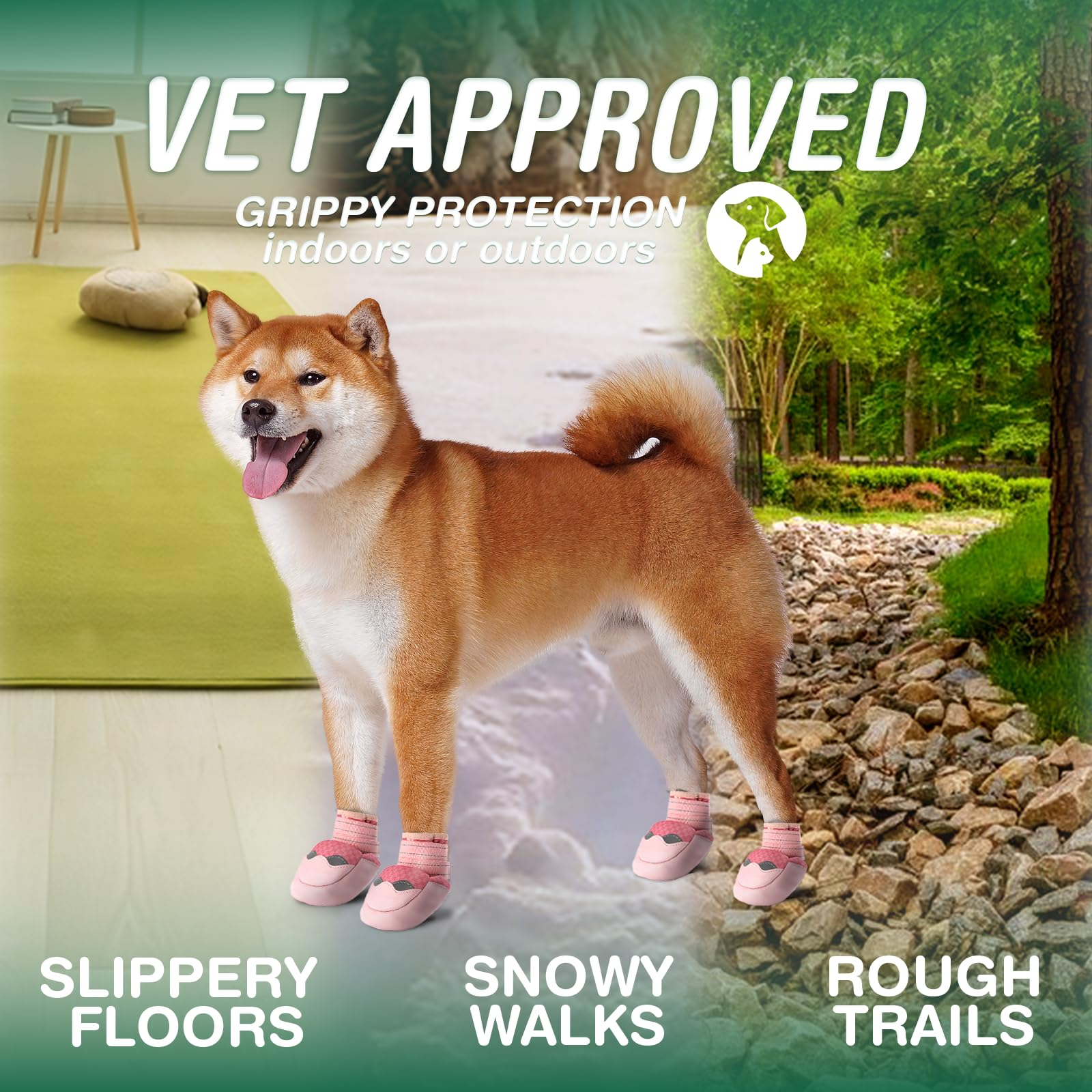 Aokown Dog Shoes For Large Dogs, Waterproof Dog Boots For Winter Snow, Summer Hot Pavement, Dog Booties & Paw Protectors Size 8