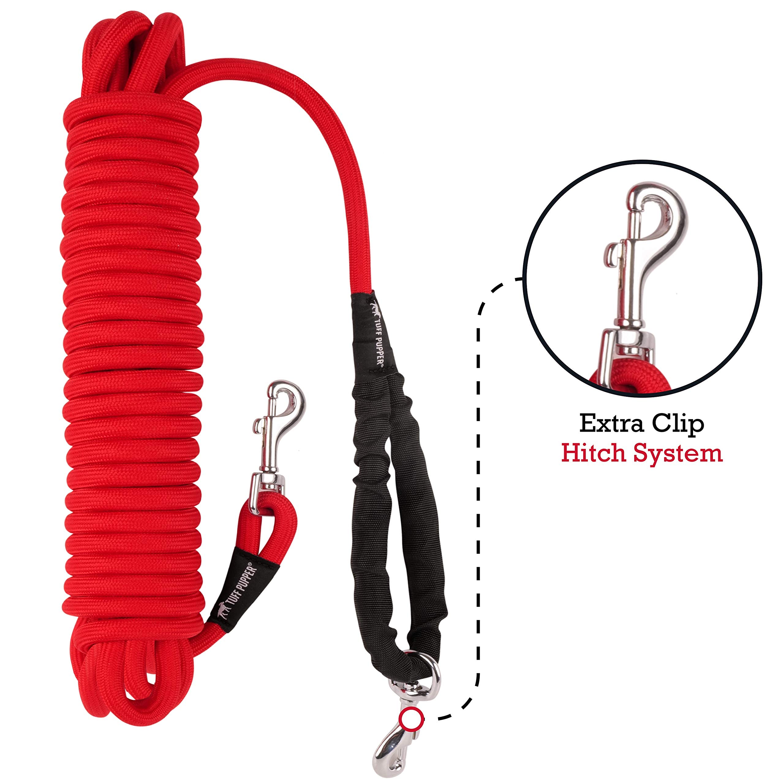 Tuff Pupper Heavy Duty 30 Foot Long Rope Leash For Dogs | Dog Recall Training Lead | High Visibility Strong Climbing Rope Leash