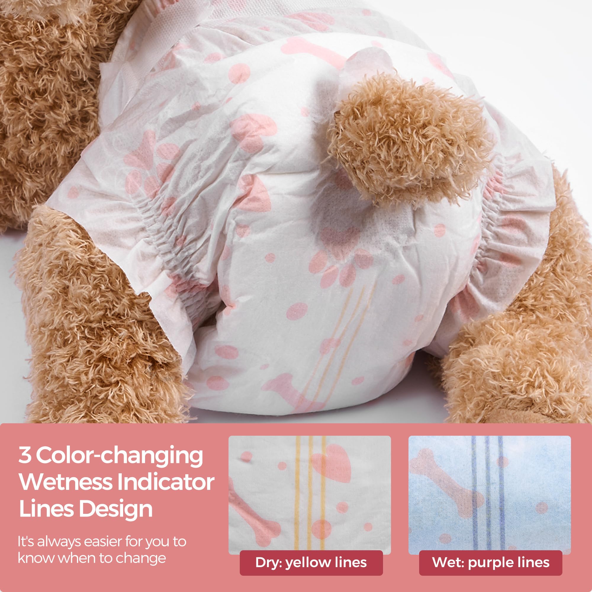 Bestle Disposable Female Dog Diapers, 40 Count, S (Waist 16.9   -19.7   ), Wetness Indicator, Ultra Protection, Leak Proof, Supe