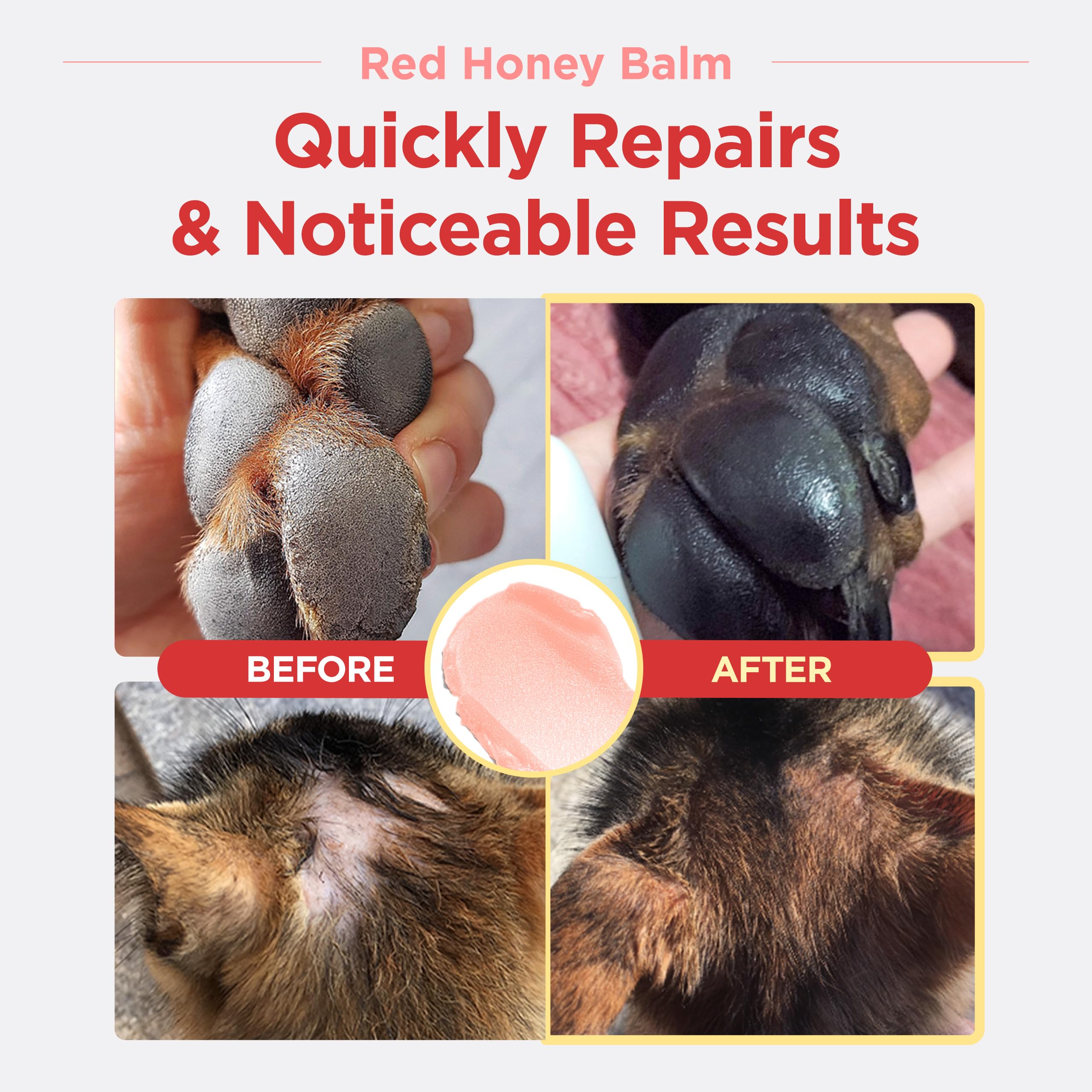 JAYU PET Red Honey Balm - Long Lasting Dog Cat Skin Nose Paw Wax Balm, Anti Slip & Help Reduce Licking, Dry Cracked Chapped Pad