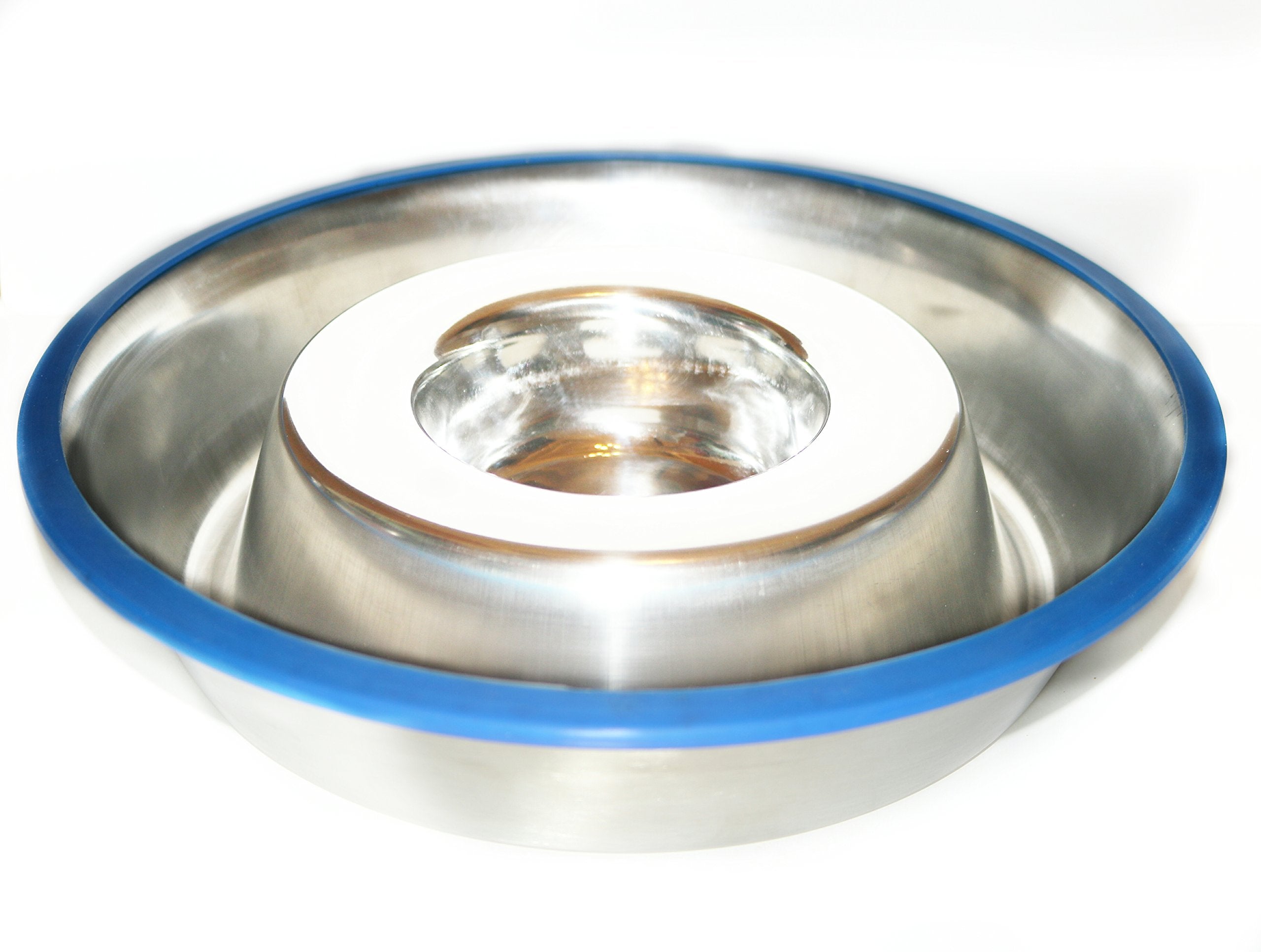 Mr. Peanut'S Stainless Steel Interactive Slow Feed Dog Bowl With A Blue Silicone Base, Fun Healthy Bloat Stop Feeder (Medium)