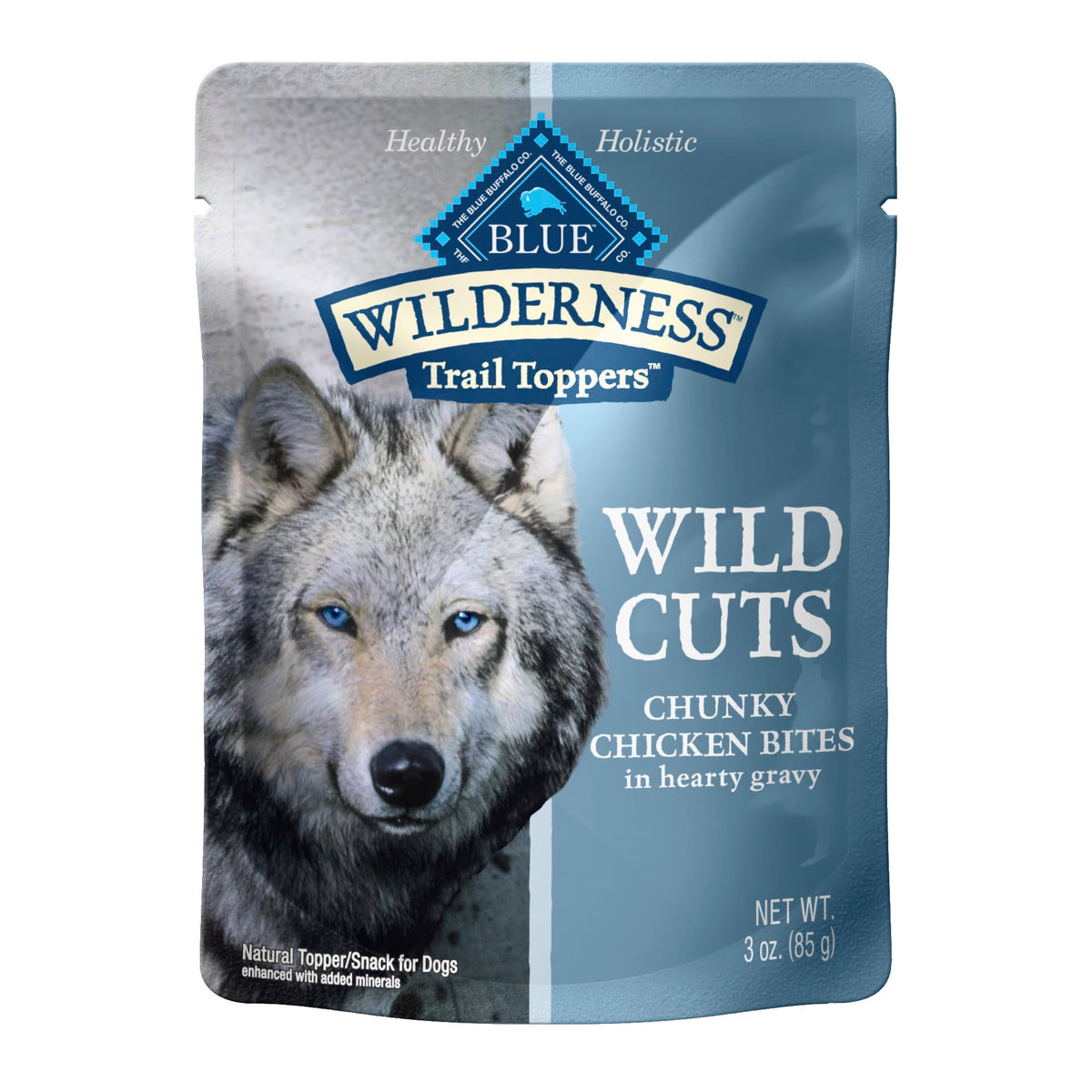 Blue Buffalo Wilderness Trail Toppers Wild Cuts Natural High-Protein Dog Wet Food, Chicken Bites In Hearty Gravy, 3-Oz Pouch, 24 Count