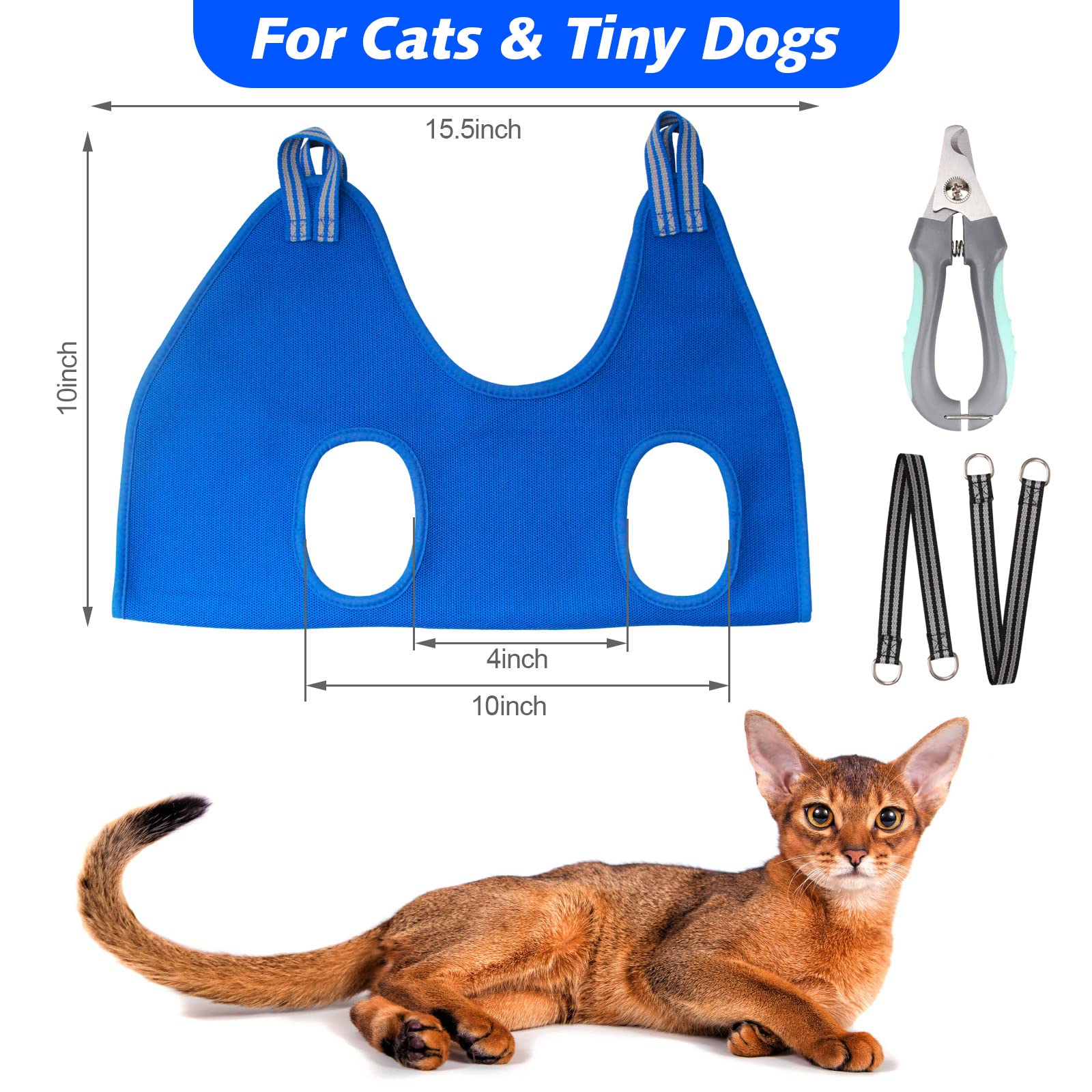 ATESON Pet Grooming Hammock Harness for Cats & XS Small Dogs, Dog Sling for Cutting Nails, Dog Hanging Holder Hanger for Nail Tr