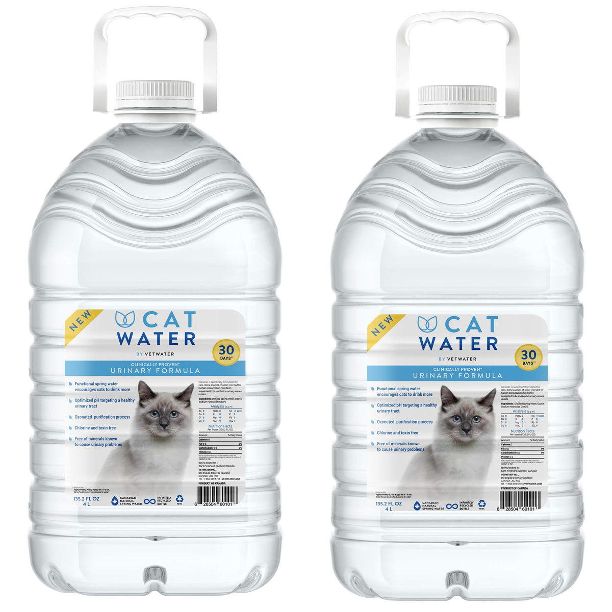 Catwater By Vetwater | Ph-Balanced And Mineral-Free Cat Water | Clinically Proven Urinary Formula | Helps Prevent Cat Urinary Issues, Flutd | 135.2 Oz, 2-Pk, Clear (Cw60101-2)