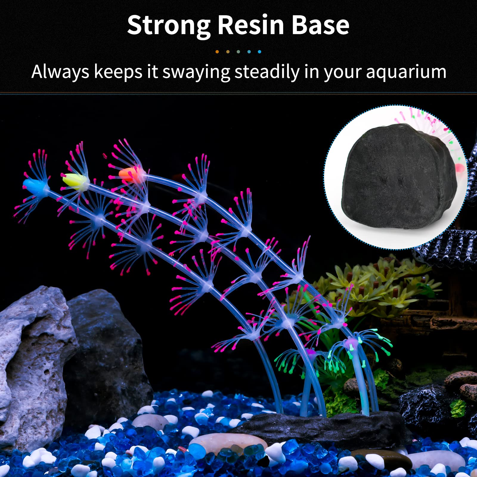 Uniclife Strip Coral Plant Ornament Glowing Effect Silicone Artificial Decoration For Fish Tank, Aquarium Landscape - Pink