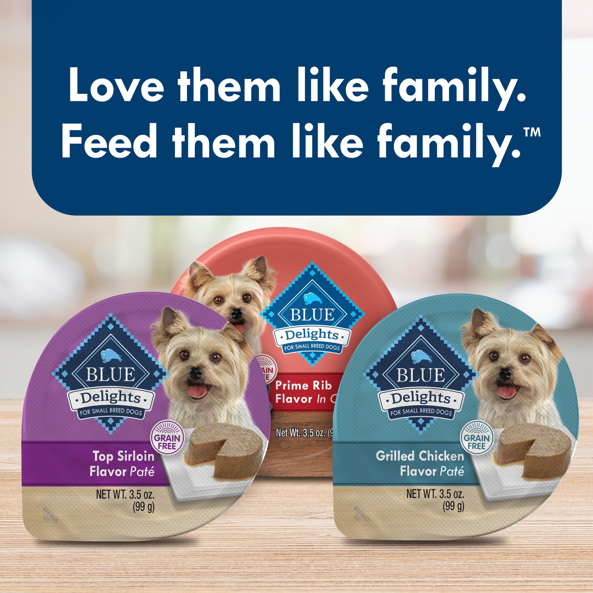 Blue Buffalo Delights Small Breed Natural Wet Dog Food Variety Pack, Top Sirloin Pat   and Grilled Chicken Pat  , 3.5-oz Cups, 1