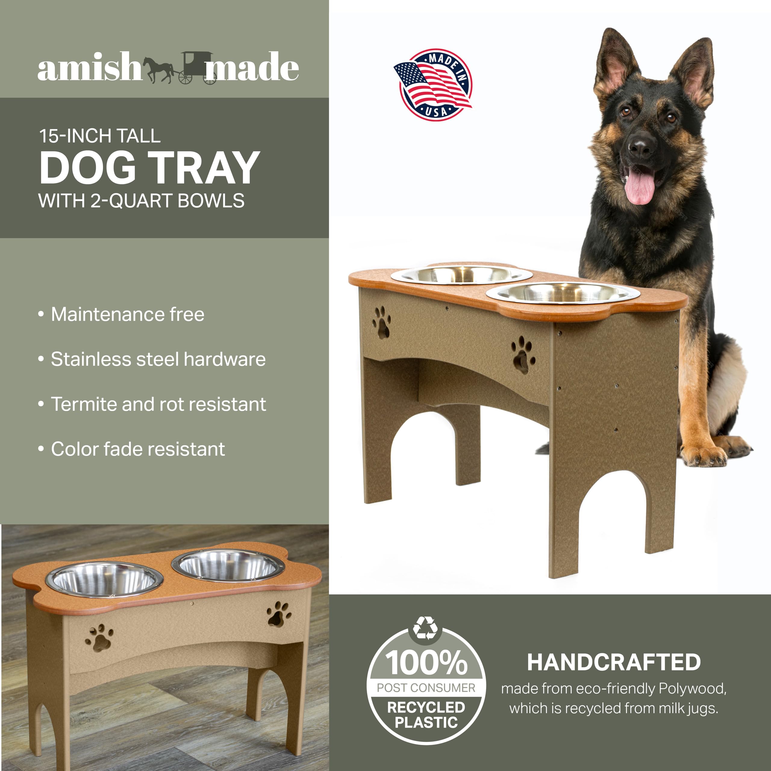 High Double Water and Food Bowl for Taller Dogs