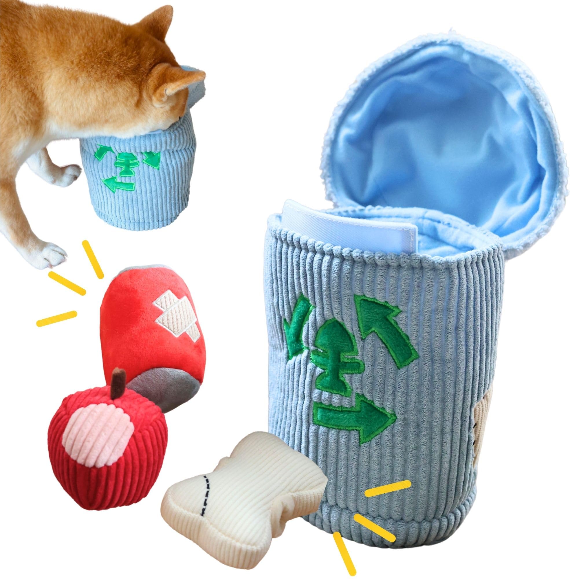 Pawfoo Lab Dog Puzzle Toy, Interactive Snuffle Trash Can Toy For Small Medium Large Dogs - Hide & Seek Treat Dispenser With Sque
