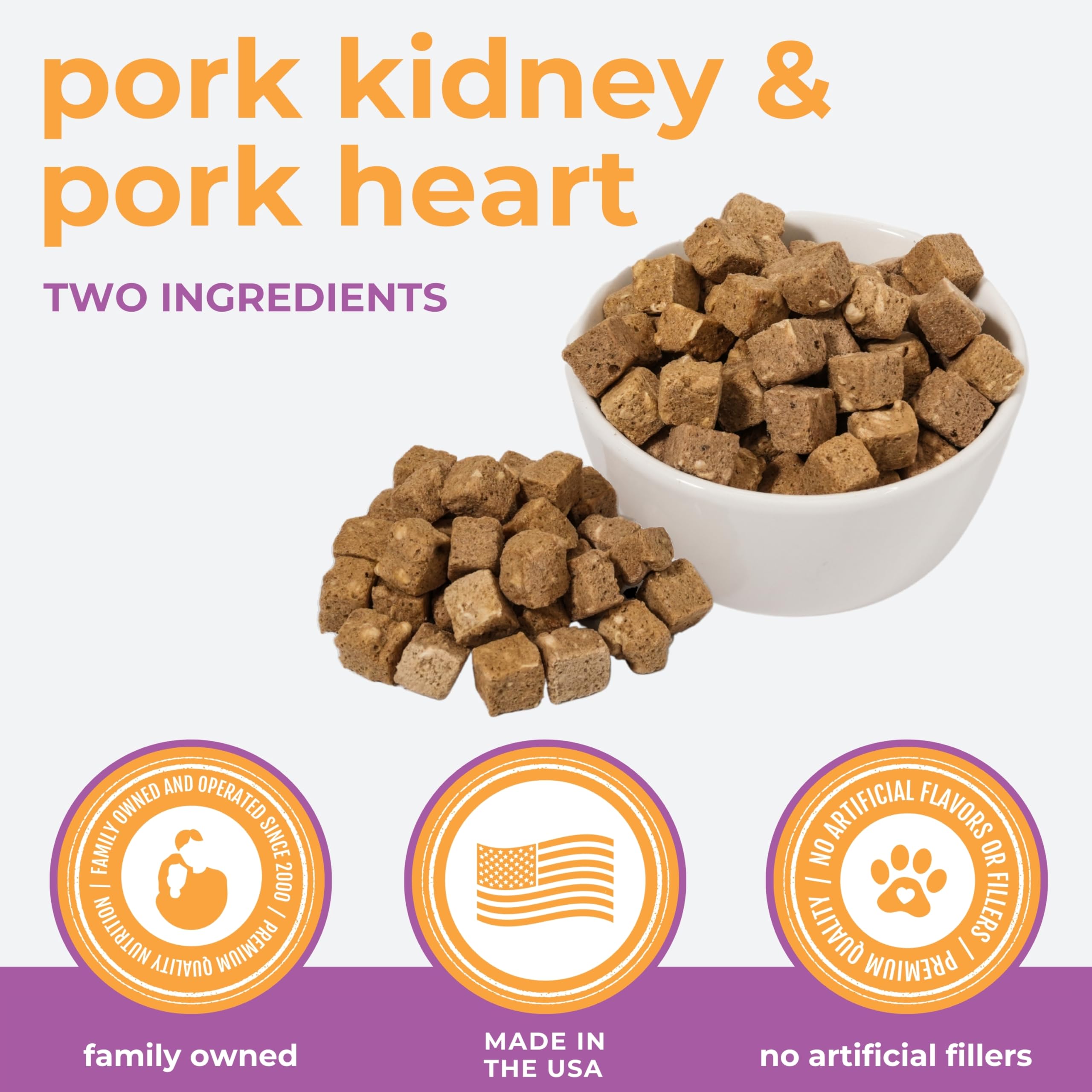 Momentum Carnivore Nutrition Freeze-Dried Pork Training Bites - Two Ingredients-Pork Kidney and Heart, Grain-Free, All-Natural D