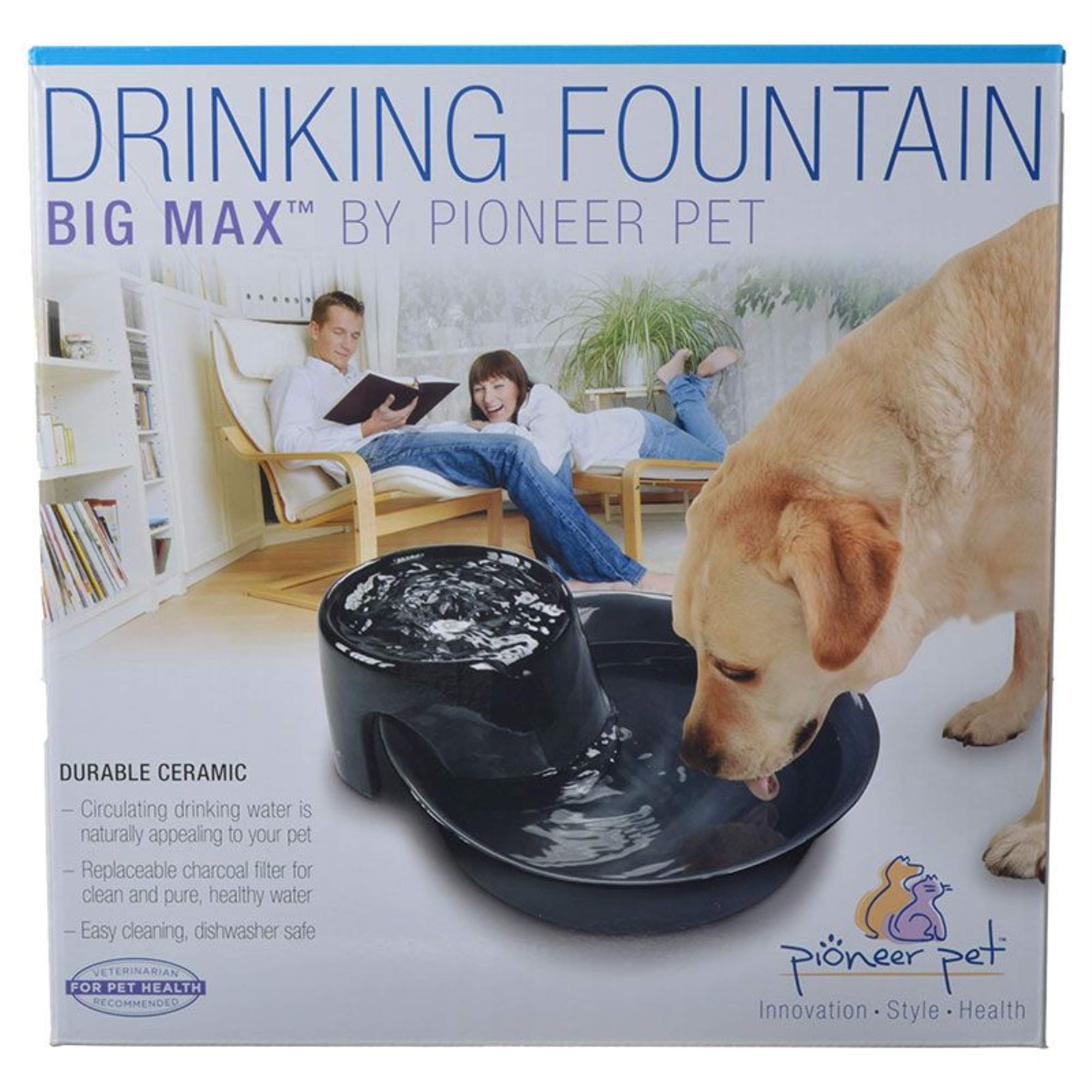 Pioneer Ceramic Drinking Fountain Big Max , 128 Oz,Black