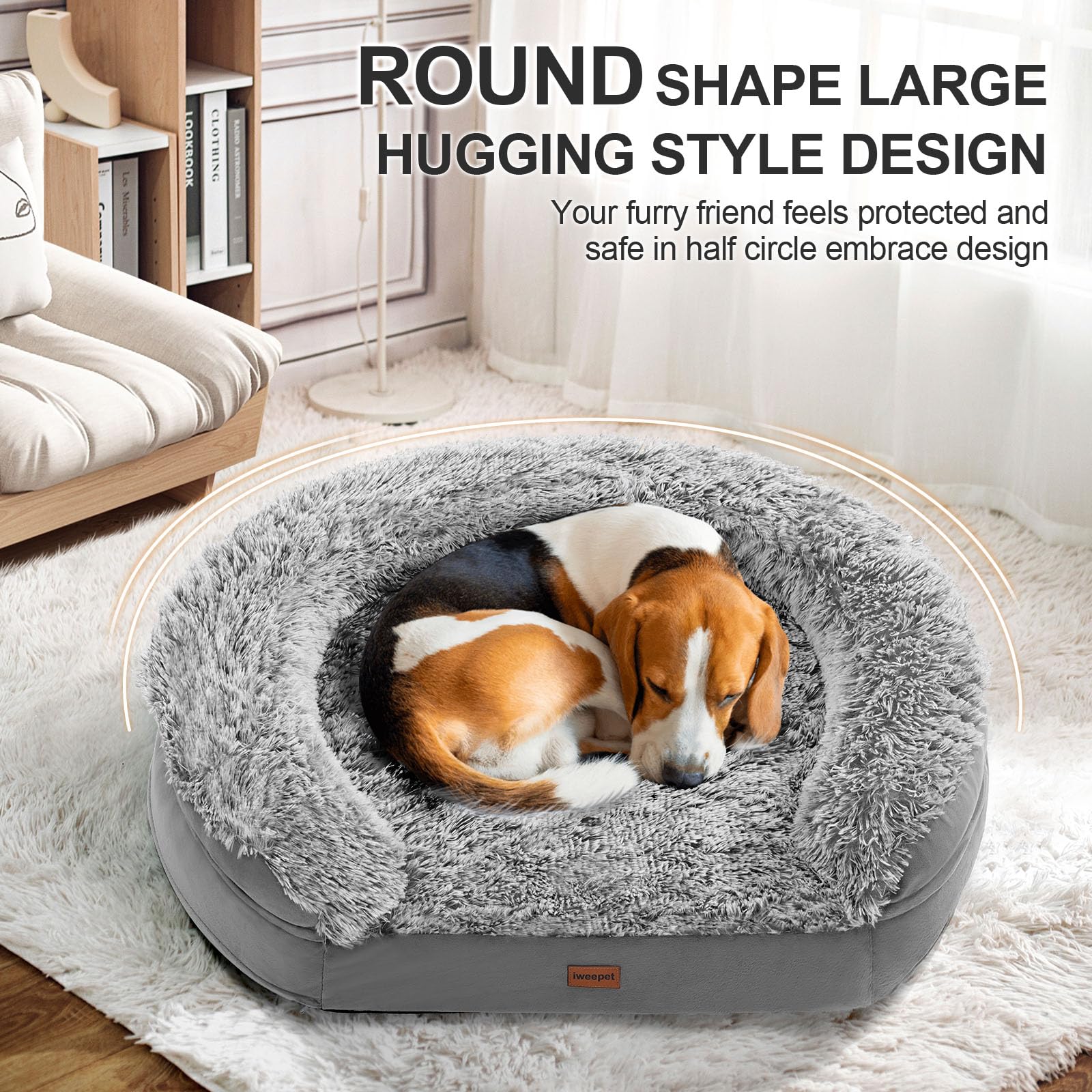 3.7 Inch Thickened Orthopedic Dog Beds For Medium Dogs, Supportive Dog Sofa Bed With 28D Egg-Crate Foam, Removable Washable Plus